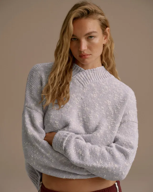 Textured Knit Oversized Sweatshirt - Blue sold by Adanola