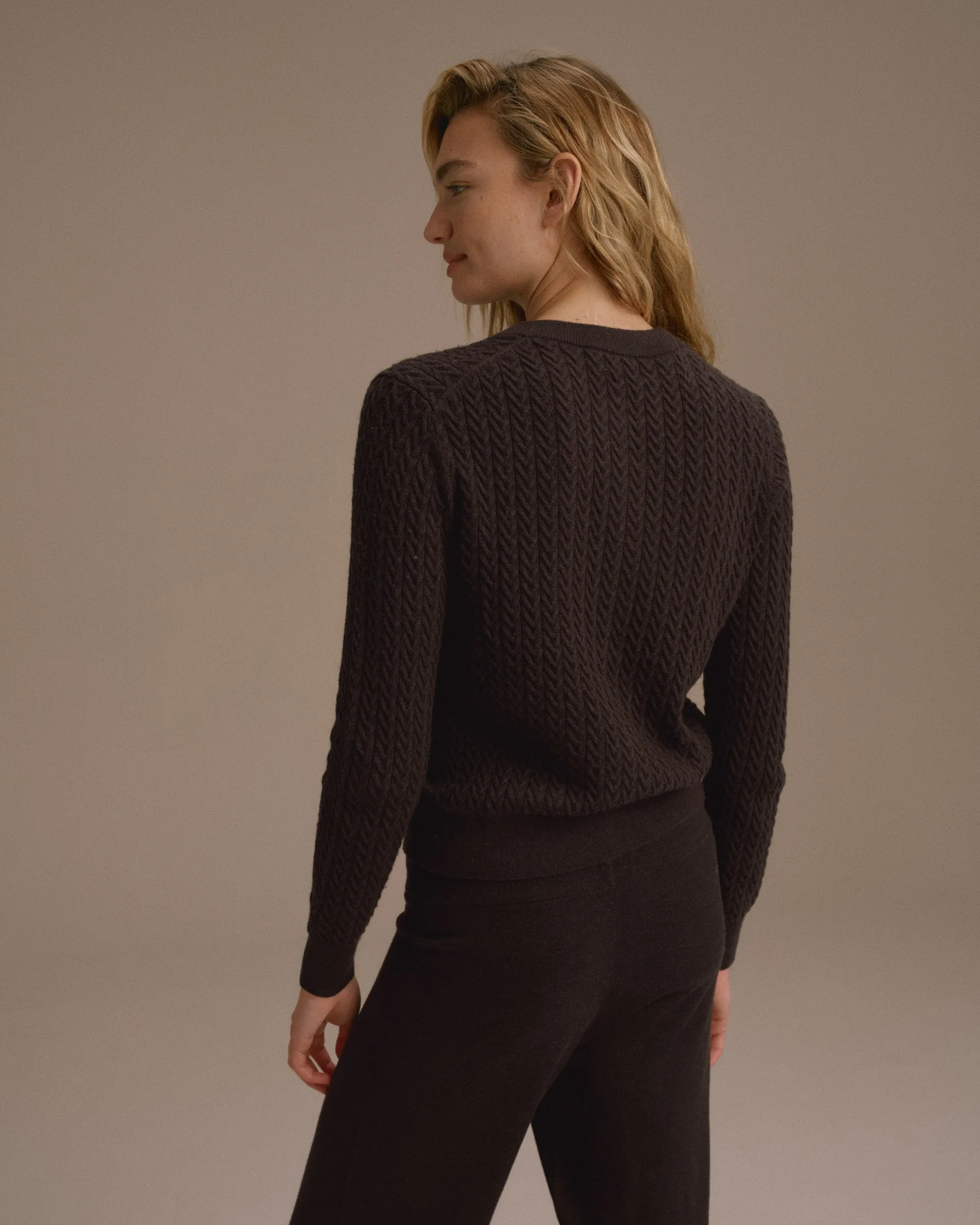 Cable Knit Cardigan - Coffee Bean sold by Adanola product image thumbnail 3