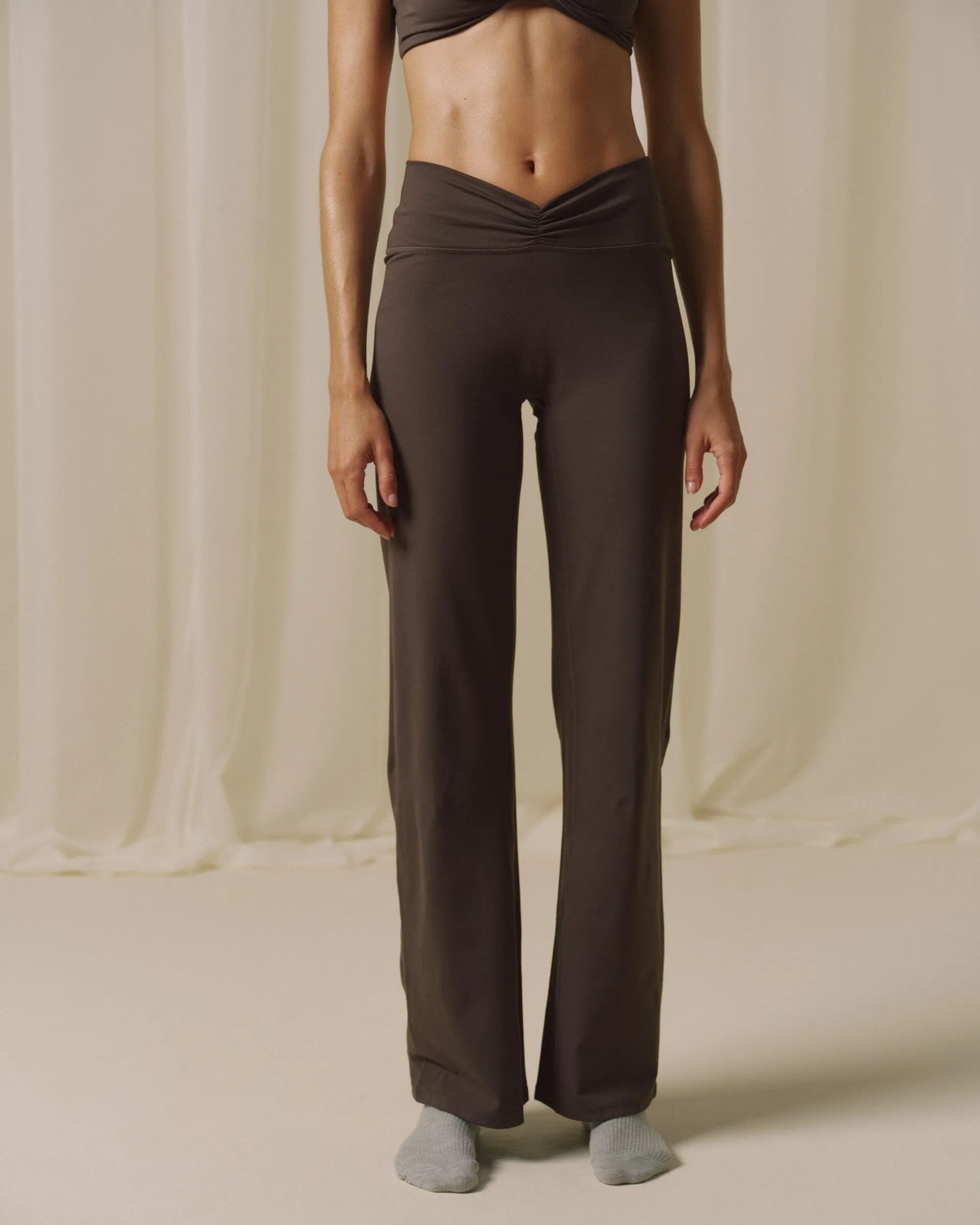 Ruched Front Yoga Pant - Coffee Bean sold by Adanola