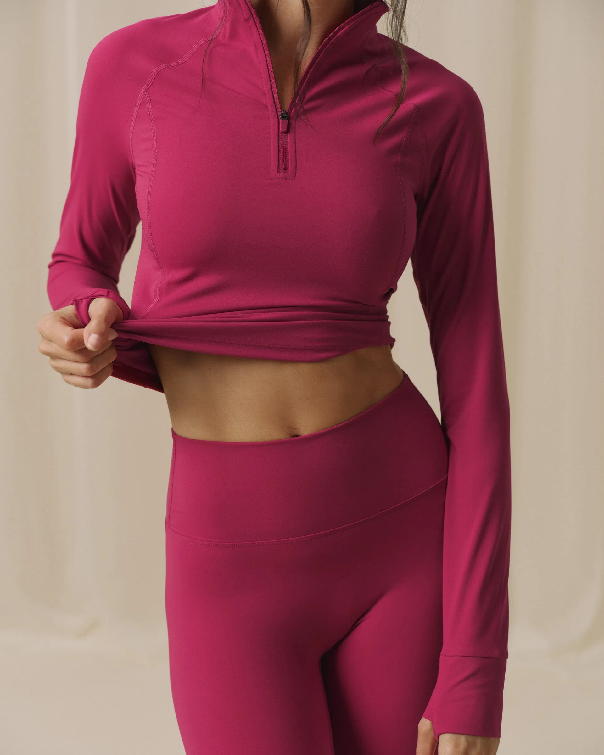 Ultimate Long Sleeve Quarter Zip Top - Berry Red sold by Adanola product image thumbnail 3
