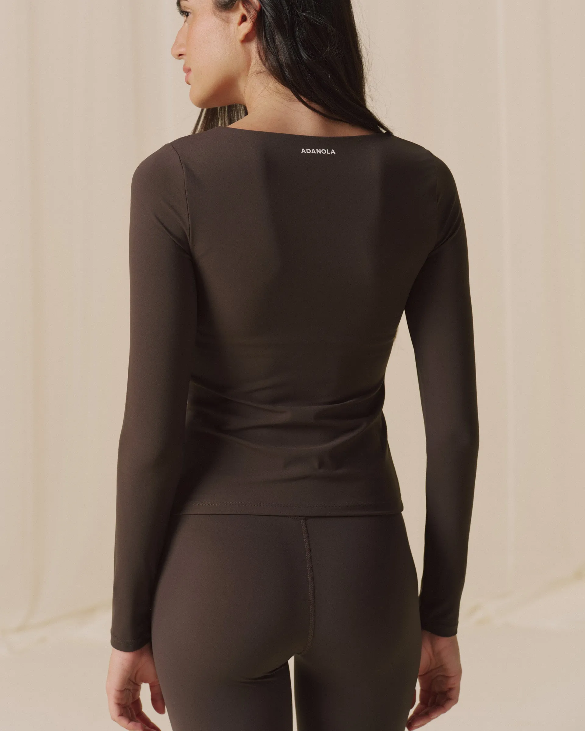 Ultimate Ruched Front Long Sleeve Top - Coffee Bean sold by Adanola product image thumbnail 2