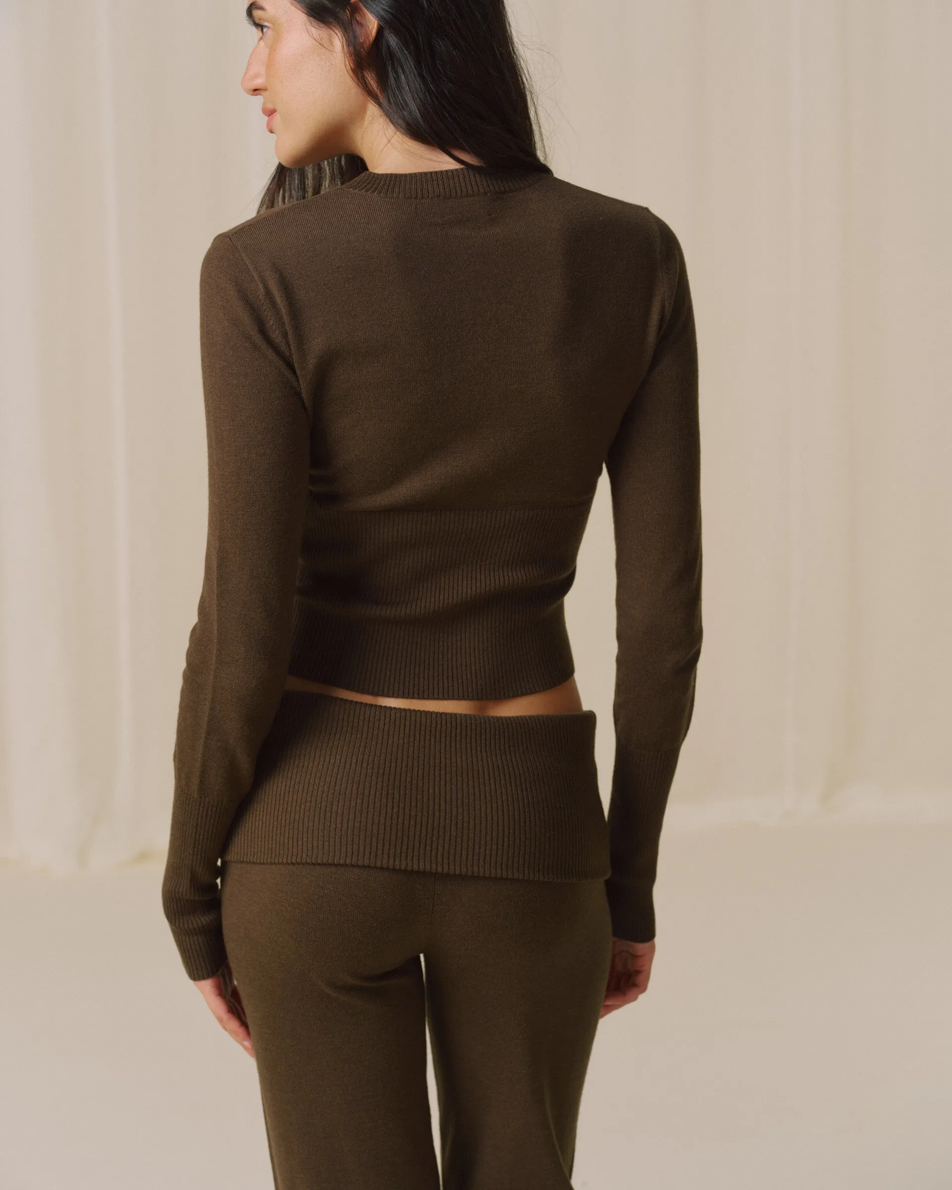 Knit Fold Over Trousers - Mocha Brown sold by Adanola product image thumbnail 5