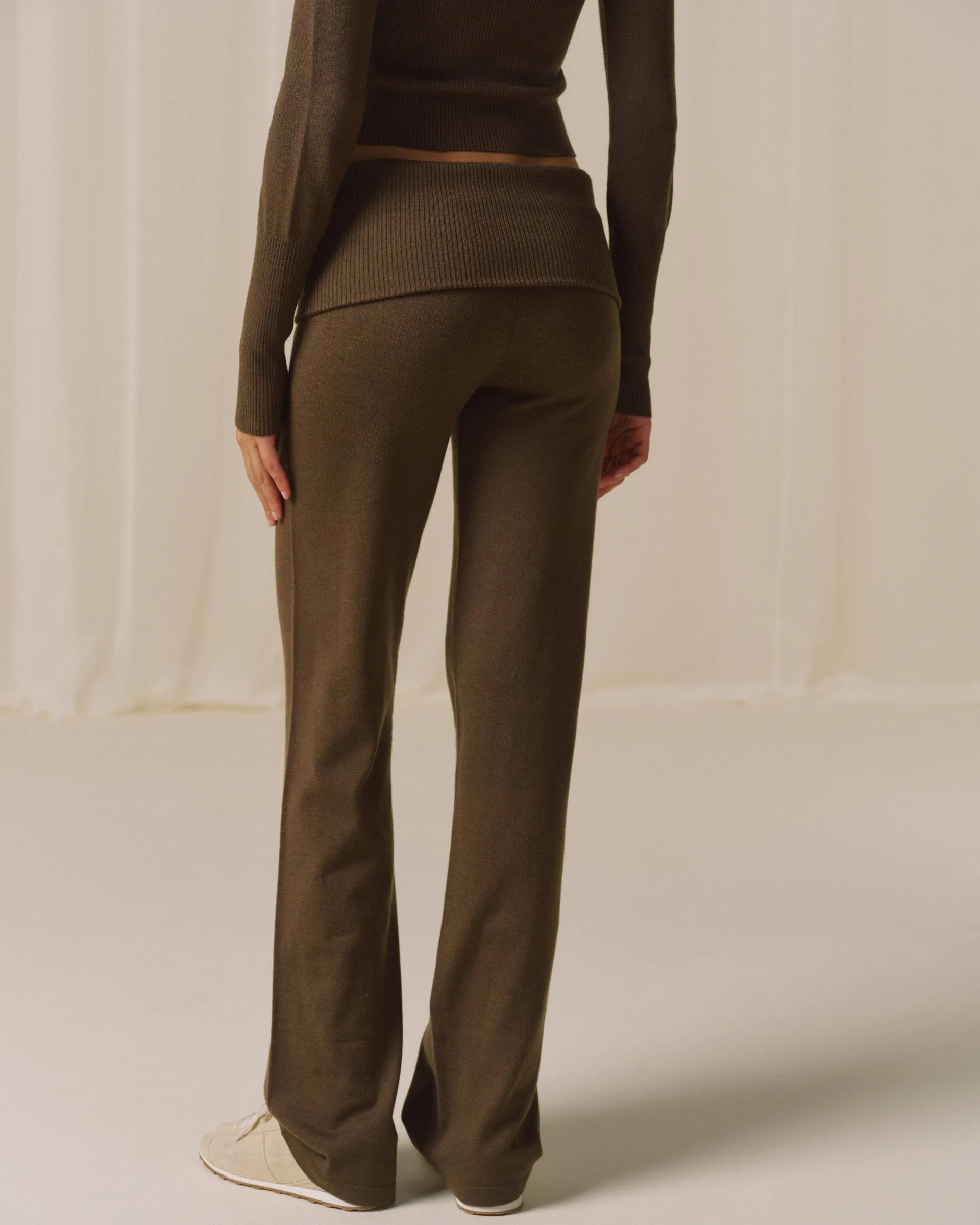 Knit Fold Over Trousers - Mocha Brown sold by Adanola product image thumbnail 2