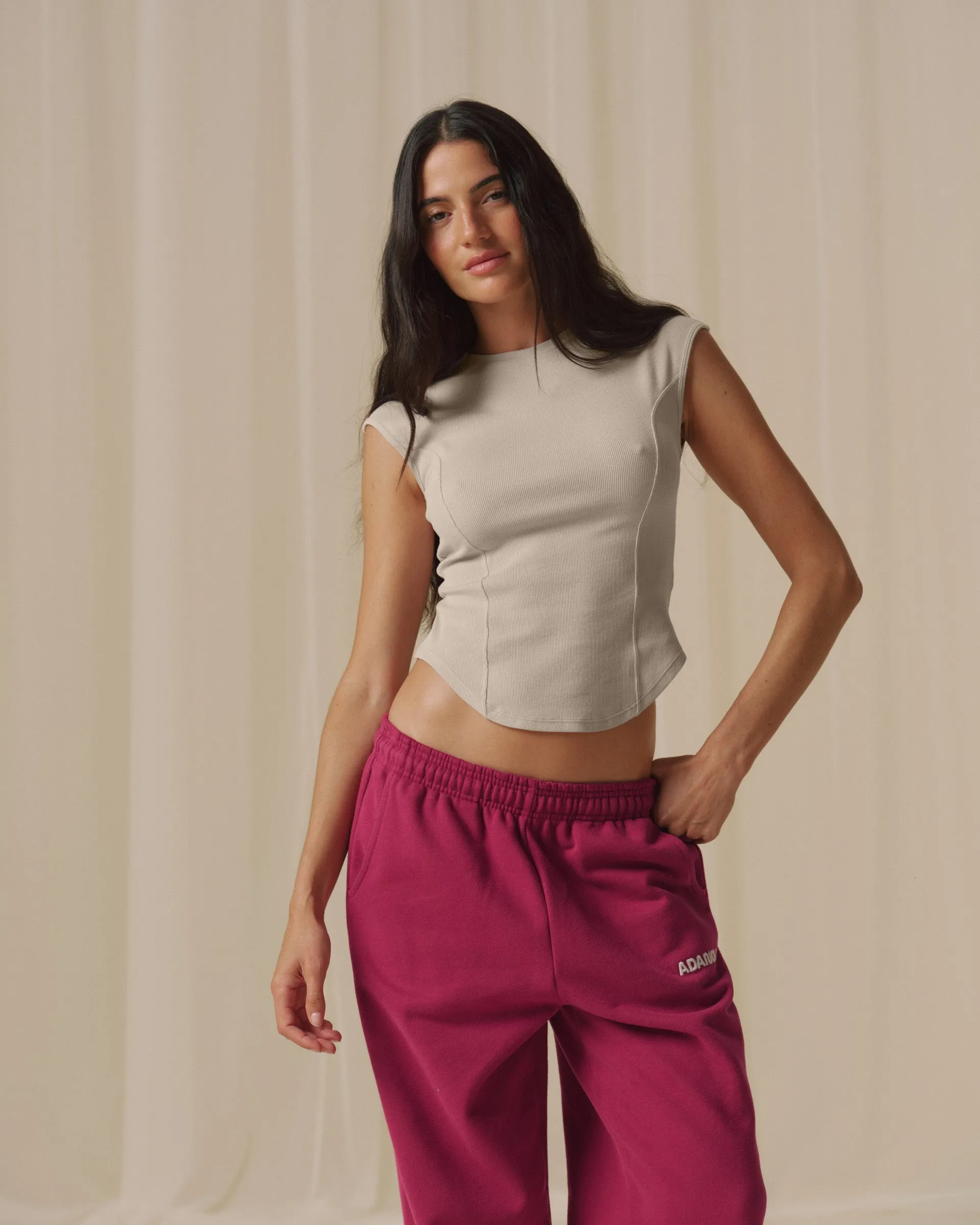 Rib Seam Detail Top - Bone sold by Adanola product image thumbnail 2