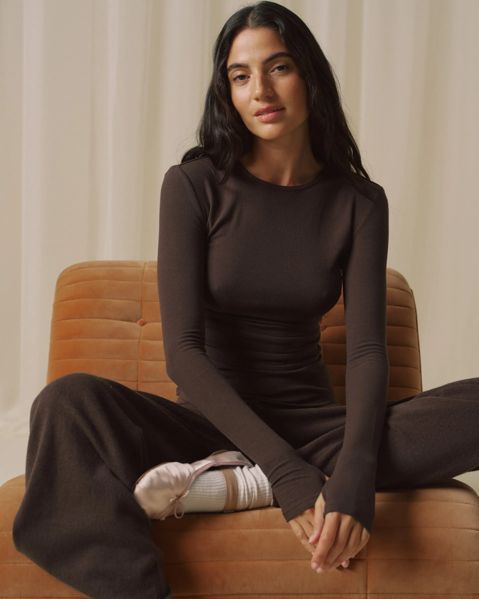 Ruched Long Sleeve Top - Coffee Bean sold by Adanola product image thumbnail 4