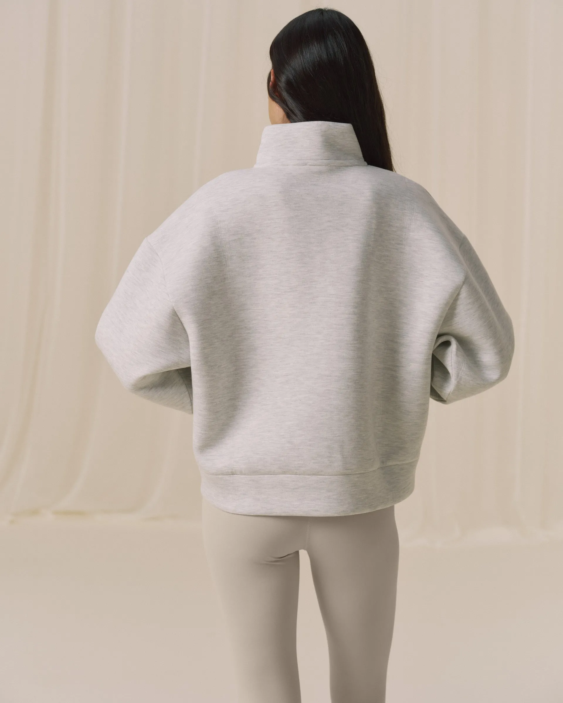 Bonded Funnel Neck Zip Sweatshirt - Light Grey Melange sold by Adanola product image thumbnail 3