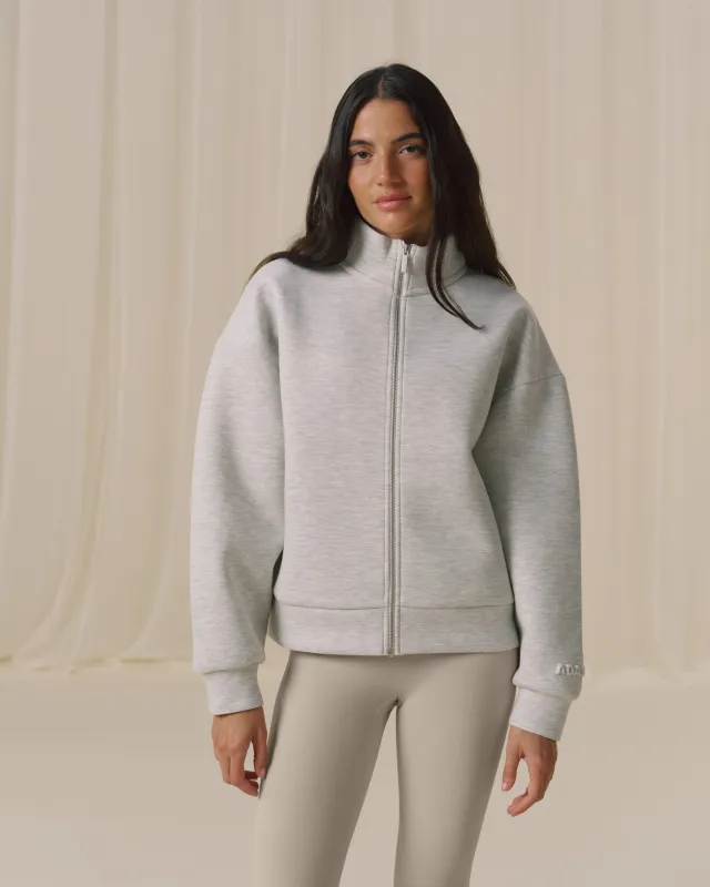 Bonded Funnel Neck Zip Sweatshirt - Light Grey Melange sold by Adanola