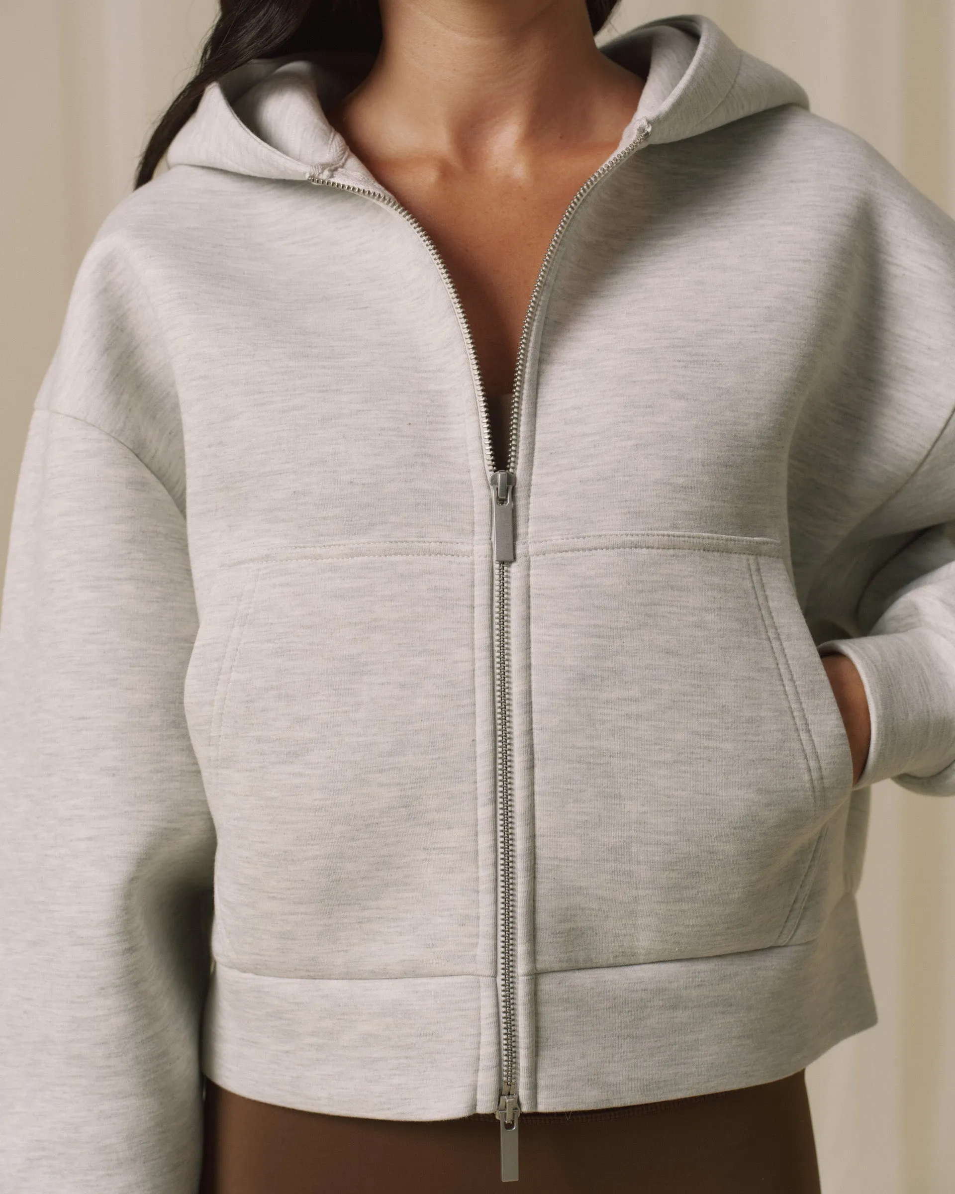 Bonded Zip Through Hoodie - Light Grey Melange sold by Adanola product image thumbnail 4