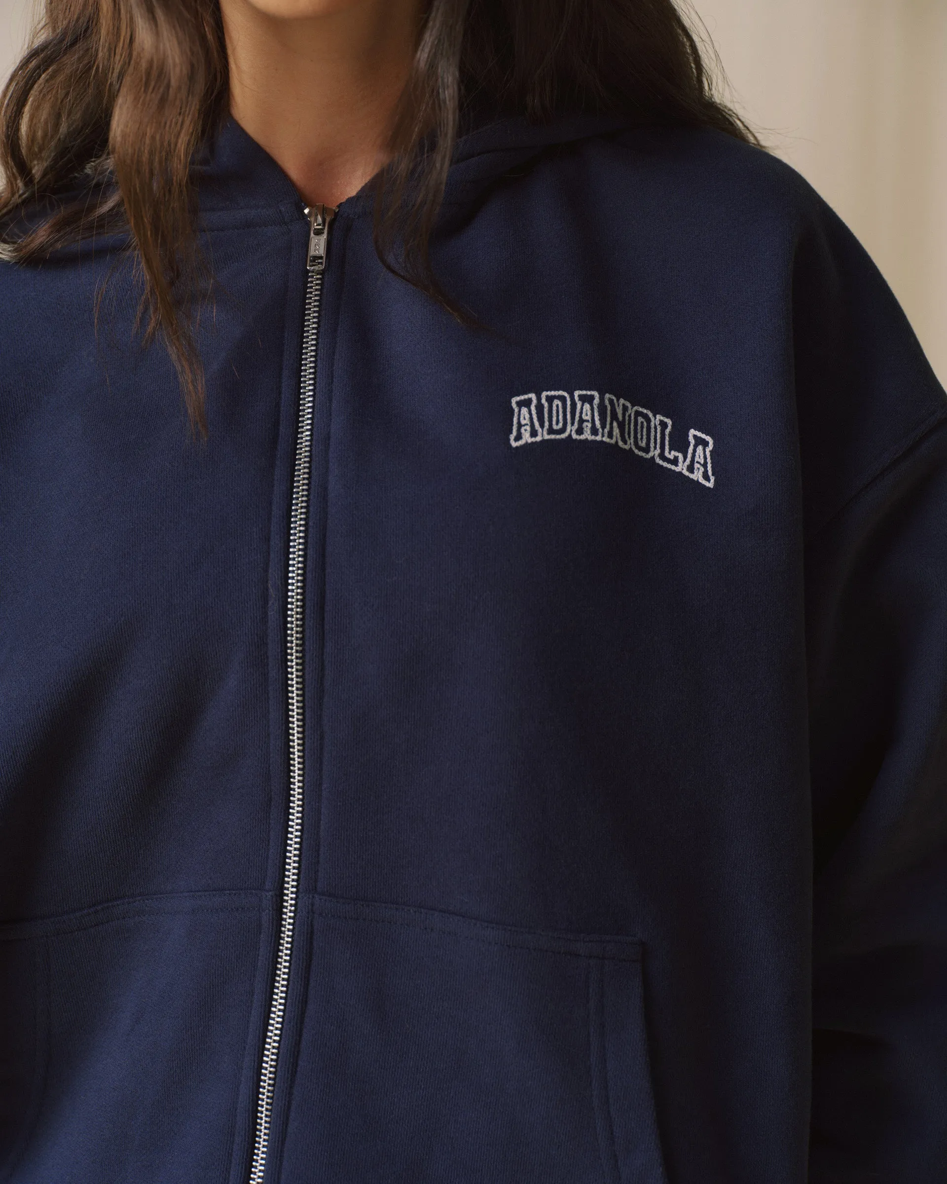 Varsity Zip Through Hoodie - Navy Blue sold by Adanola product image thumbnail 3