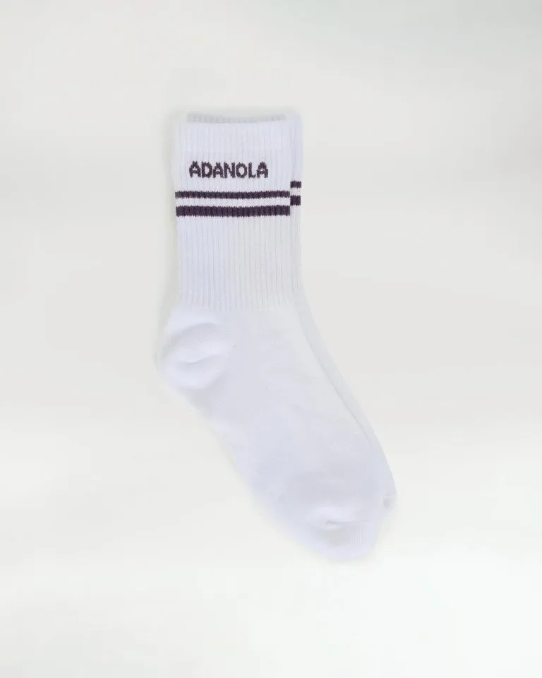 Sport Stripe Socks - White/Dark Plum sold by Adanola product image thumbnail 2