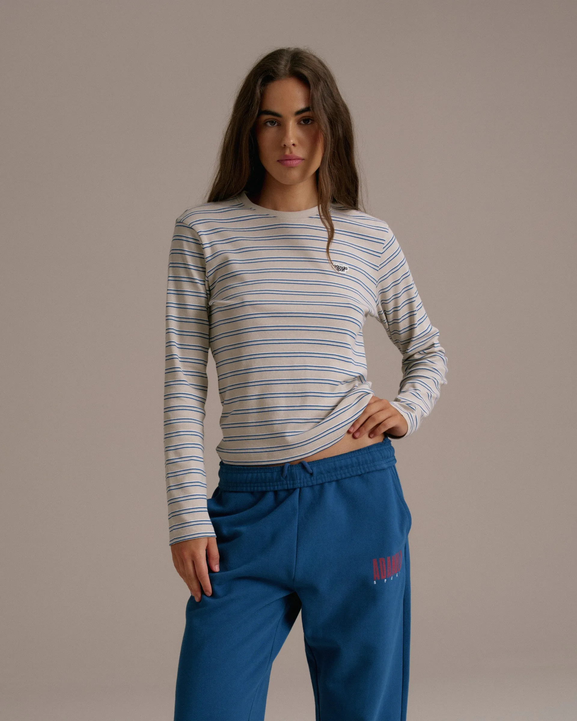 Rib Stripe Long Sleeve T-shirt - Marshmallow White sold by Adanola
