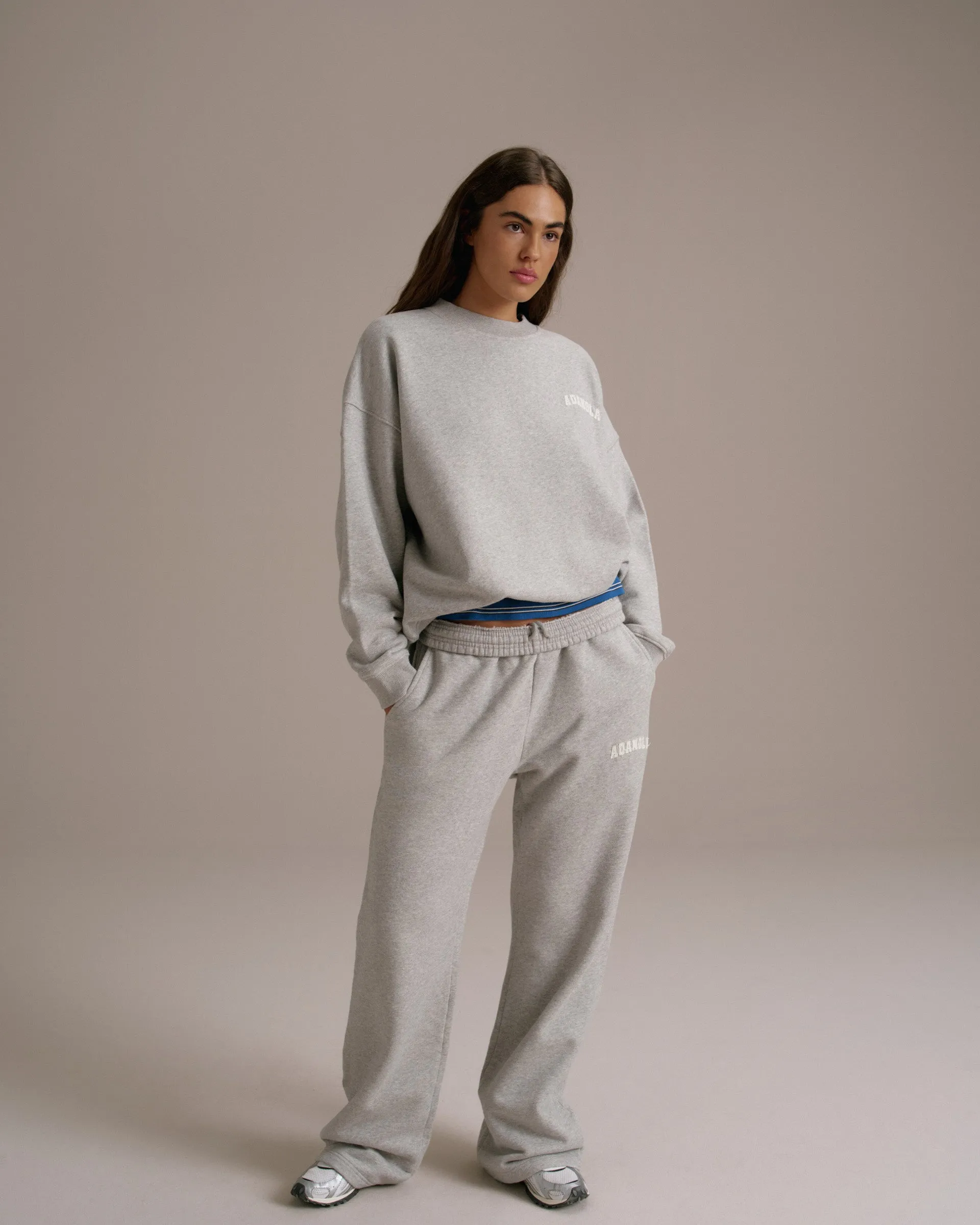 Varsity Oversized Sweatshirt - Grey Melange/Marshmallow White sold by Adanola product image thumbnail 5