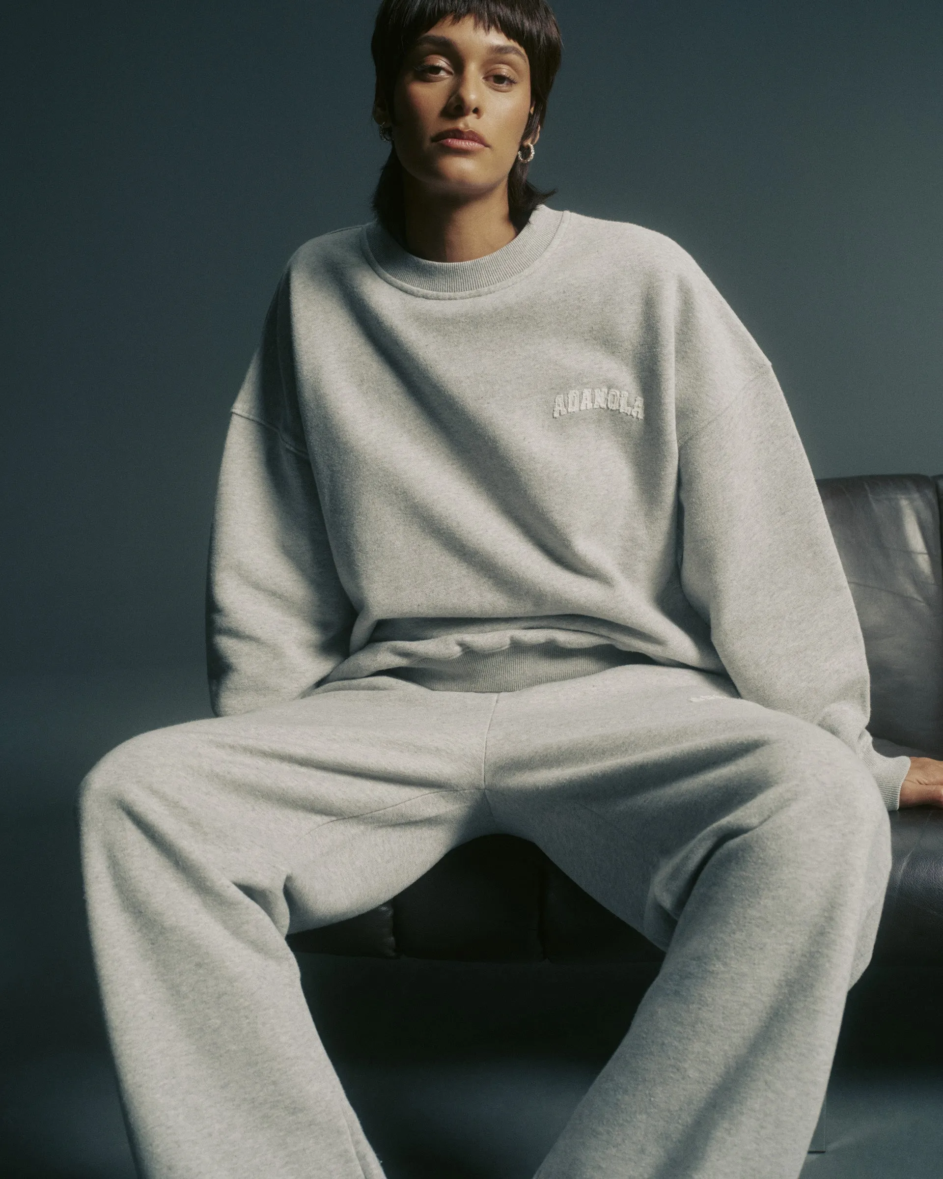 Varsity Oversized Sweatshirt - Grey Melange/Marshmallow White sold by Adanola
