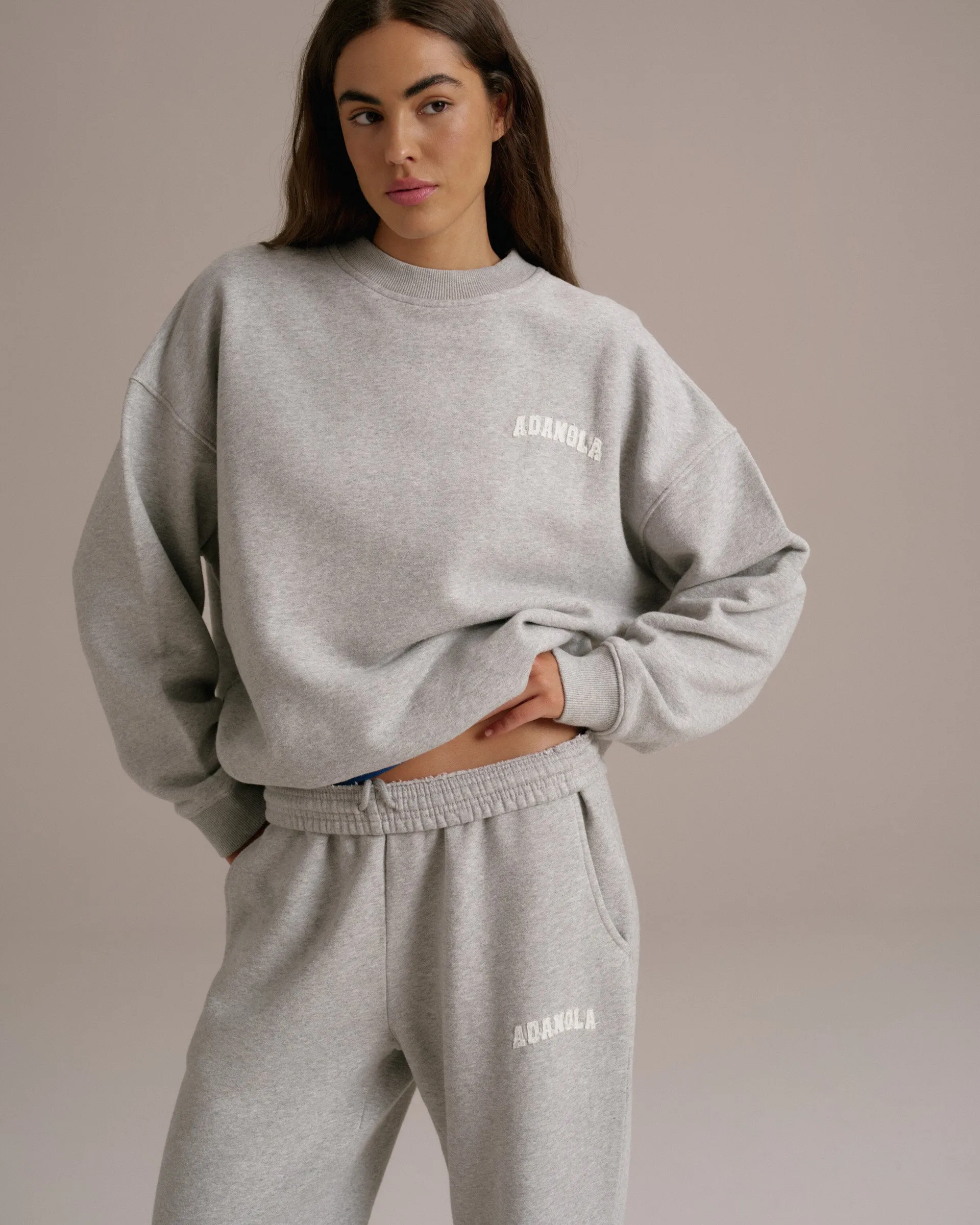 Varsity Oversized Sweatshirt - Grey Melange/Marshmallow White sold by Adanola product image thumbnail 4
