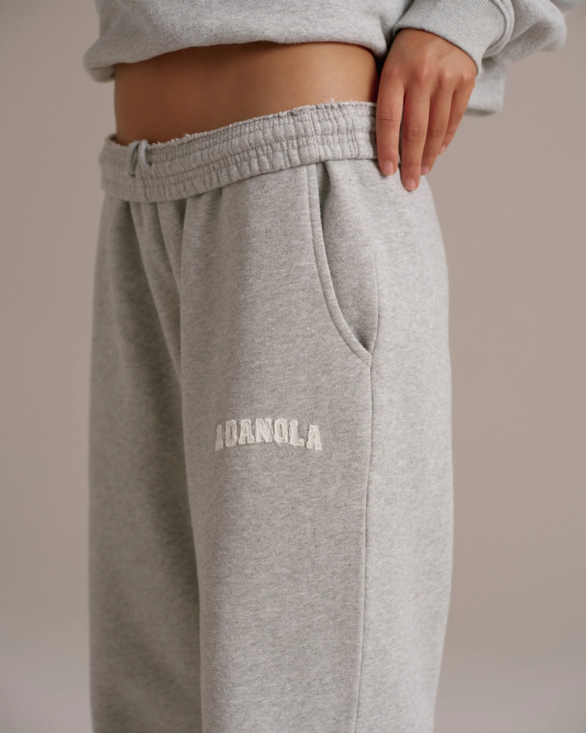 Varsity Straight Leg Sweatpants - Grey Melange/Marshmallow White sold by Adanola product image thumbnail 3