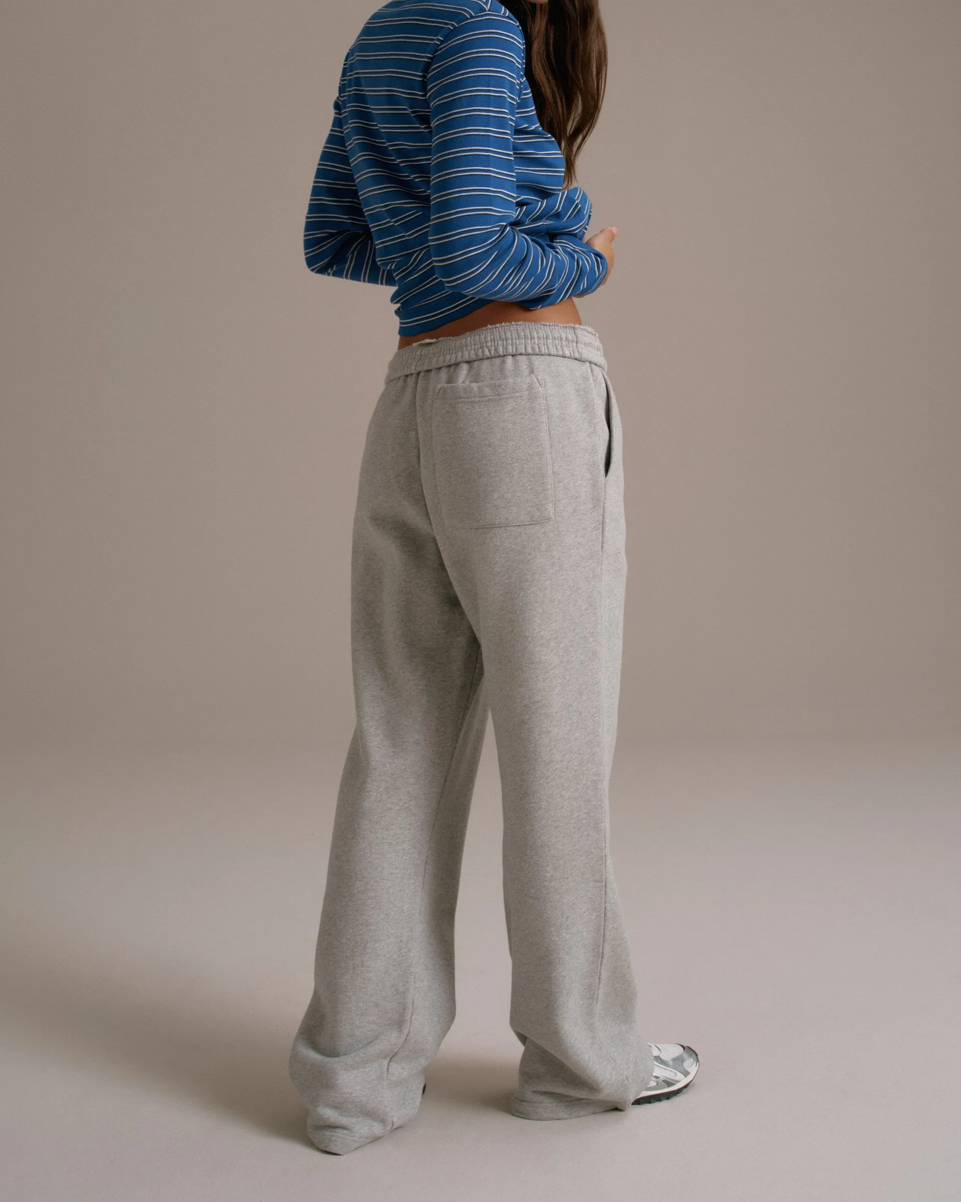 Varsity Straight Leg Sweatpants - Grey Melange/Marshmallow White sold by Adanola product image thumbnail 2