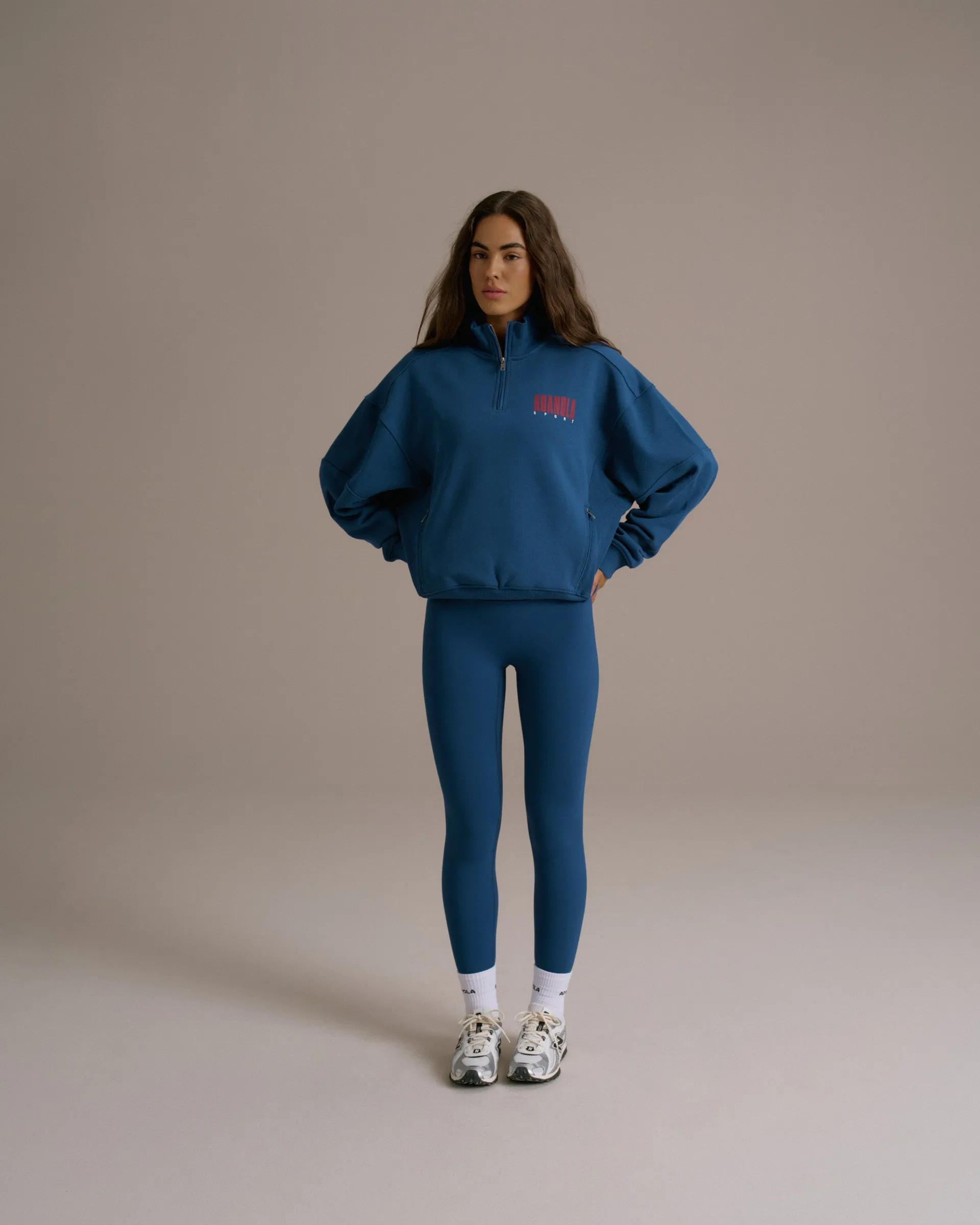 Sport Horizon Relaxed Funnel Neck Zip Sweatshirt - College Blue sold by Adanola product image thumbnail 4