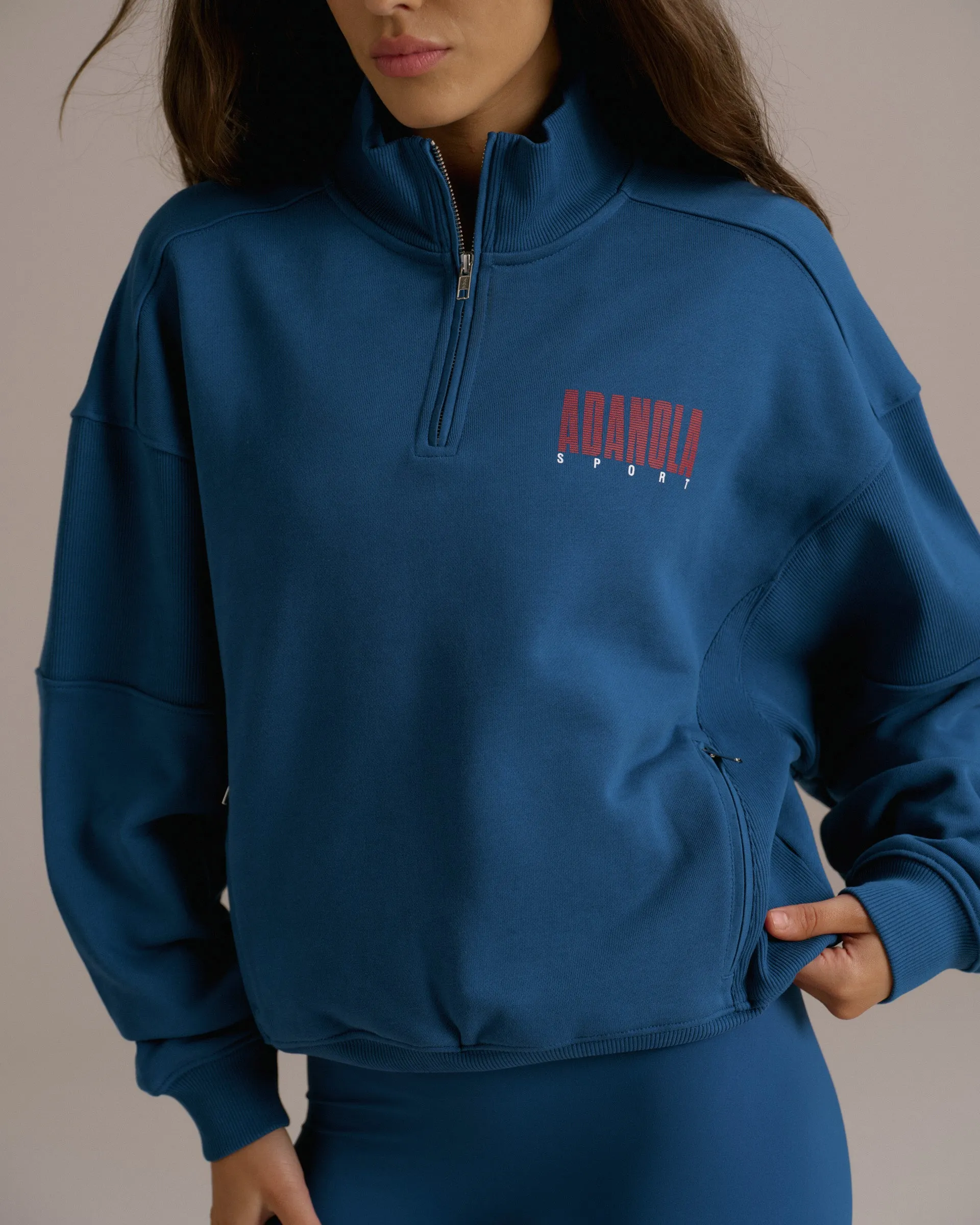Sport Horizon Relaxed Funnel Neck Zip Sweatshirt - College Blue sold by Adanola product image thumbnail 3