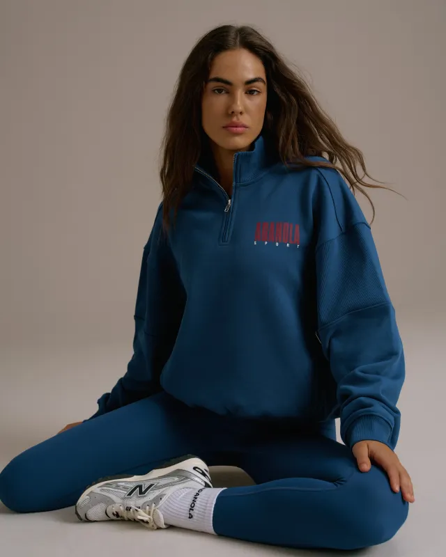 Sport Horizon Relaxed Funnel Neck Zip Sweatshirt - College Blue sold by Adanola