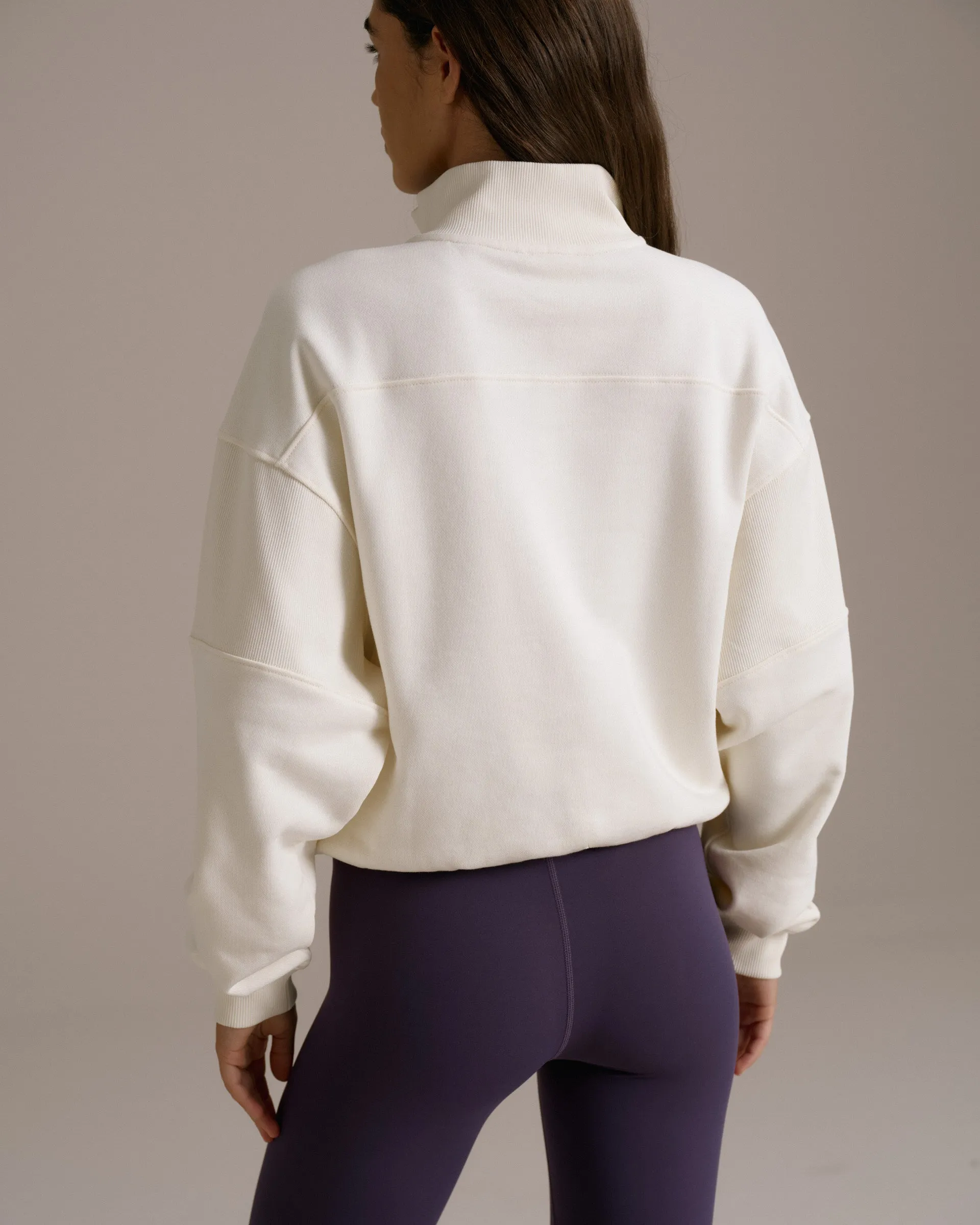 Sport Horizon Relaxed Funnel Neck Zip Sweatshirt - Marshmallow White sold by Adanola product image thumbnail 2