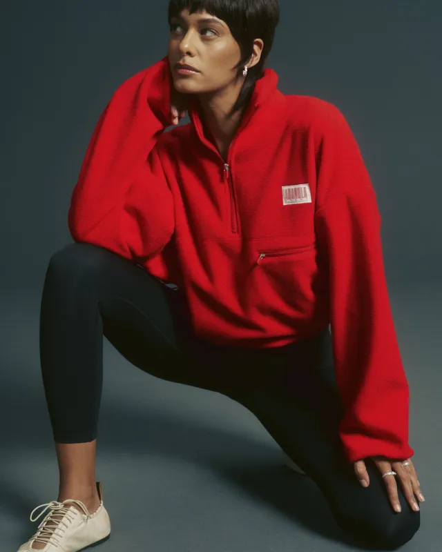Quarter Zip Polar Fleece - Classic Red sold by Adanola