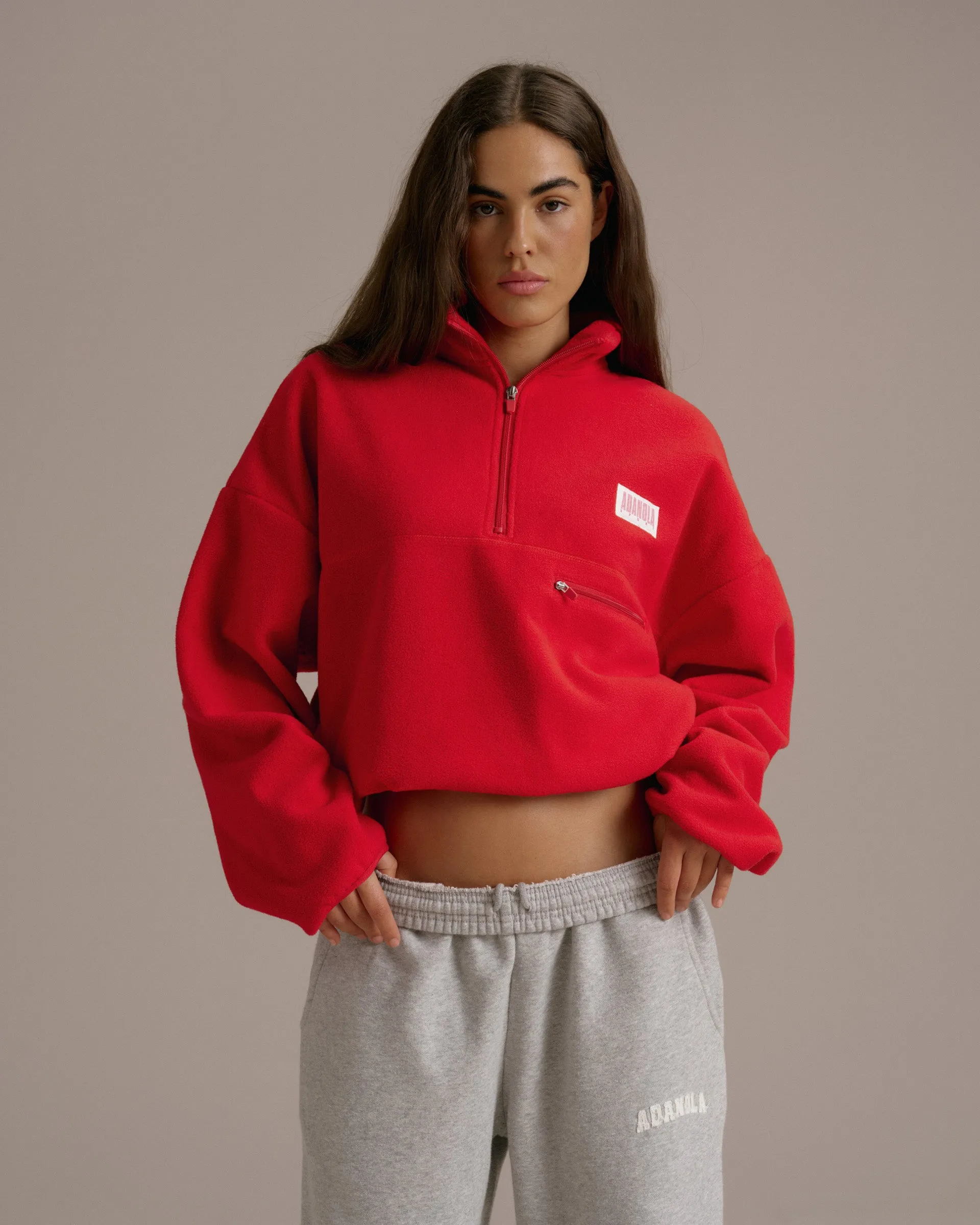 Quarter Zip Polar Fleece - Classic Red sold by Adanola product image thumbnail 5