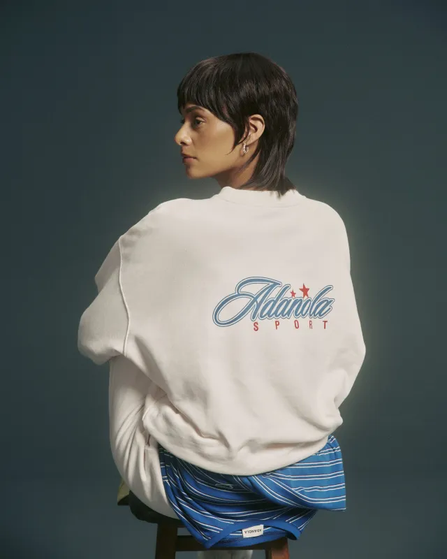 Varsity Collegiate Oversized Sweatshirt - Marshmallow White sold by Adanola