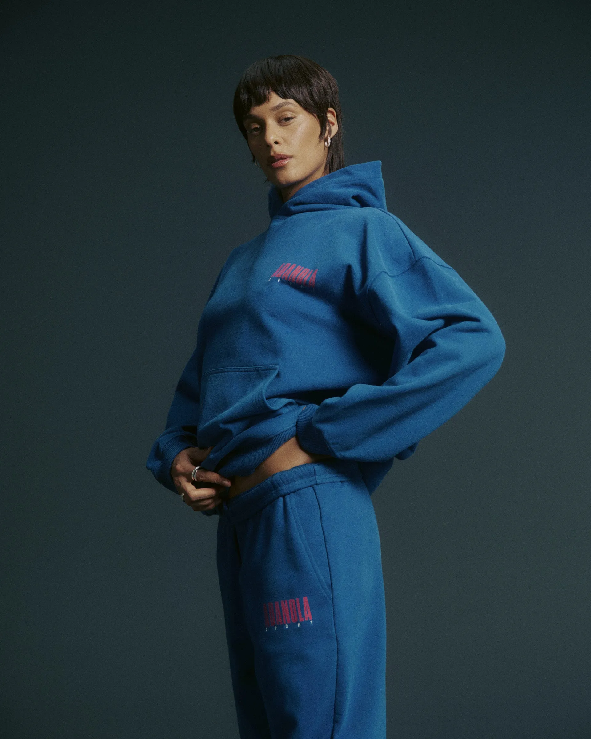 Sport Horizon Oversized Hoodie - Washed College Blue sold by Adanola