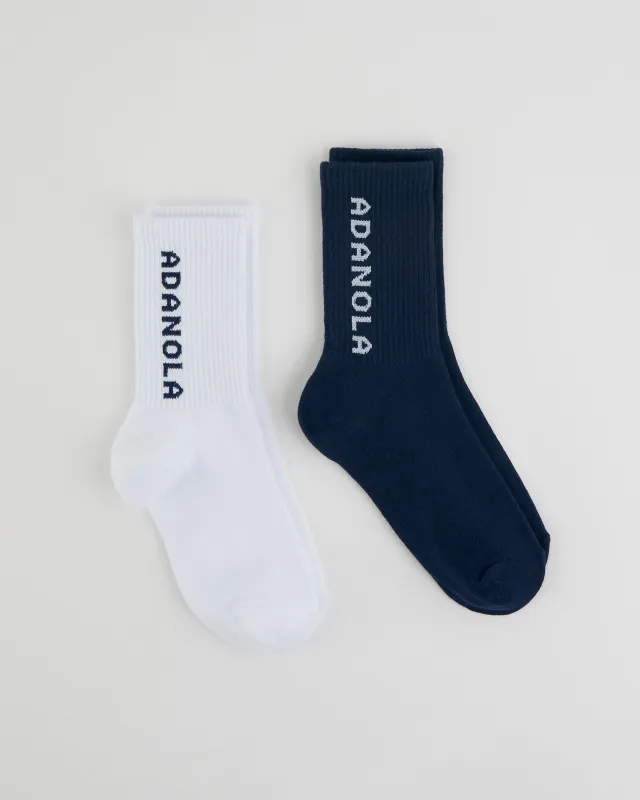 2 Pack Socks - Navy Blue/White sold by Adanola