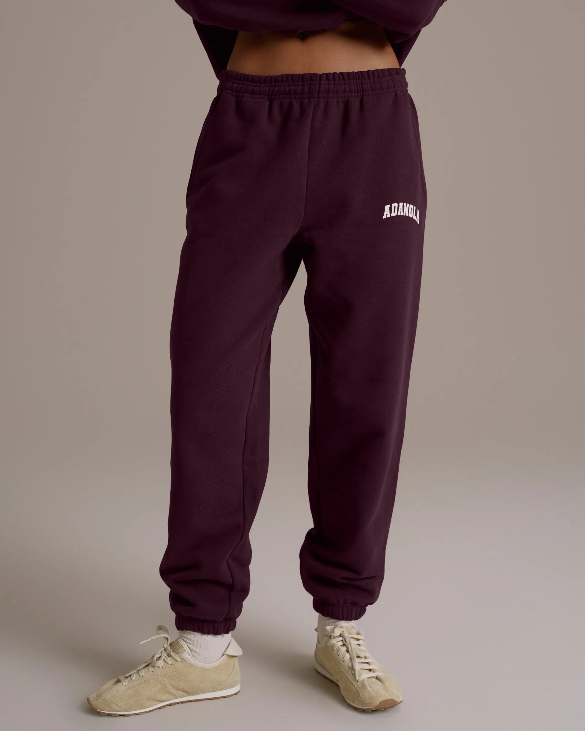 Varsity Sweatpants - Dark Cherry/Marshmallow White sold by Adanola