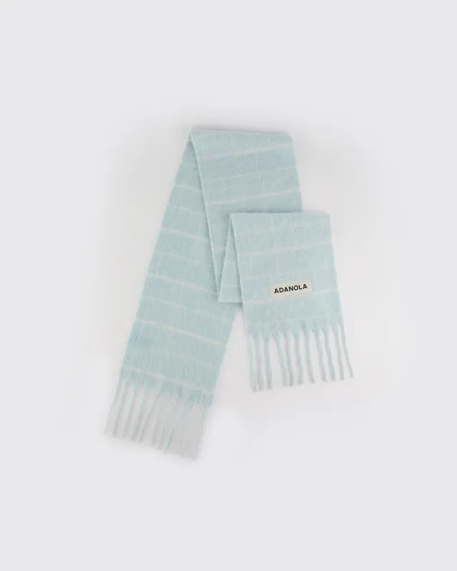 Brushed Checked Scarf - Light Blue sold by Adanola