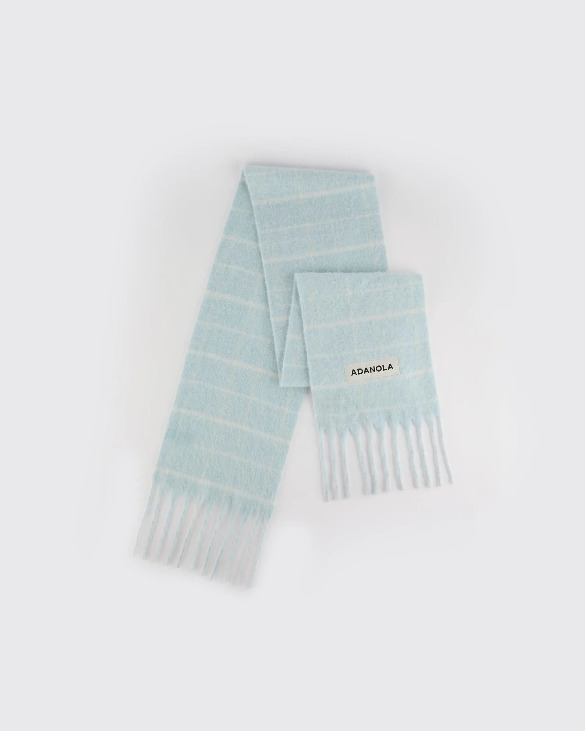 Brushed Checked Scarf - Light Blue sold by Adanola