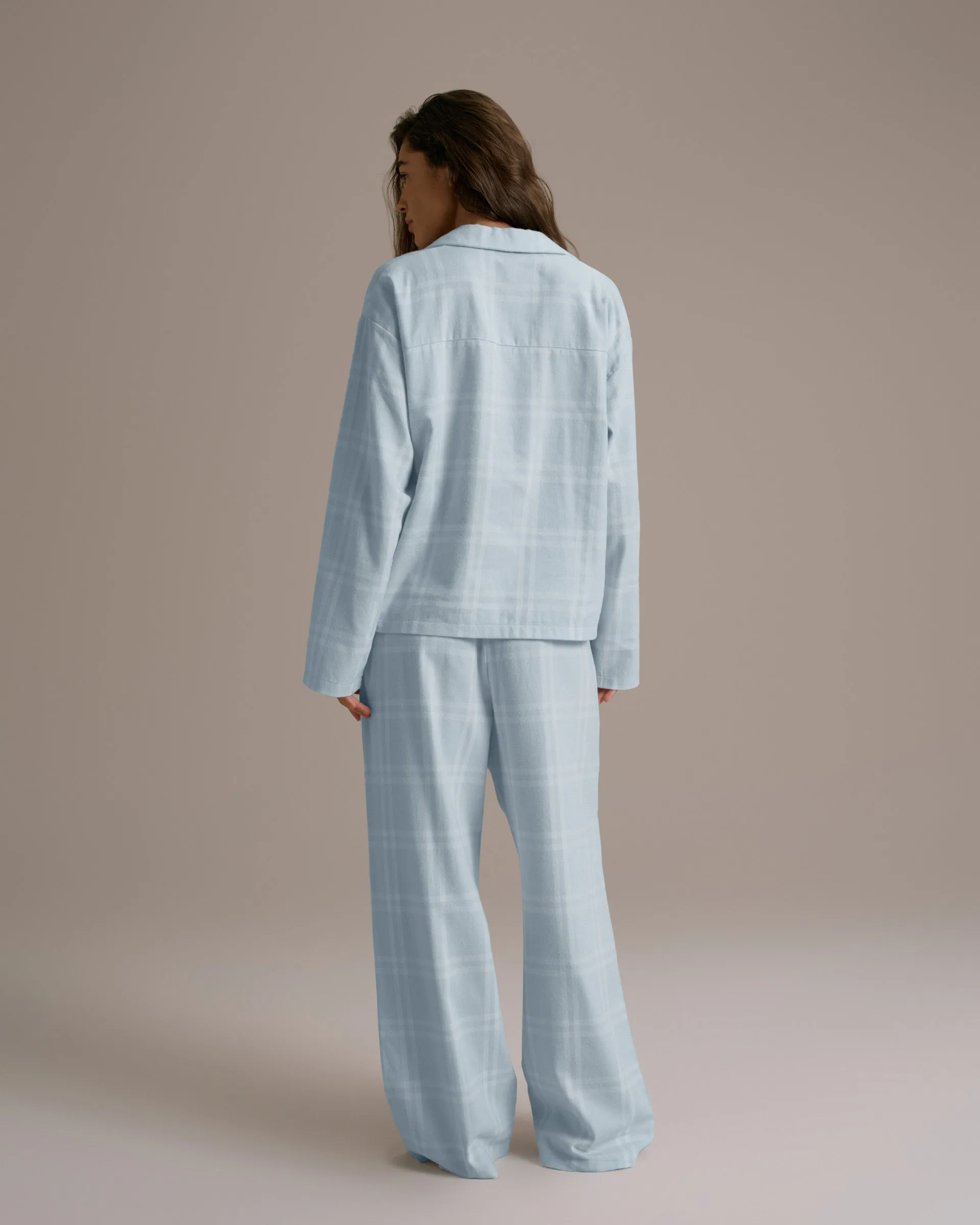 Box Set Brushed Cotton Checked Pyjamas - Light Blue sold by Adanola product image thumbnail 2