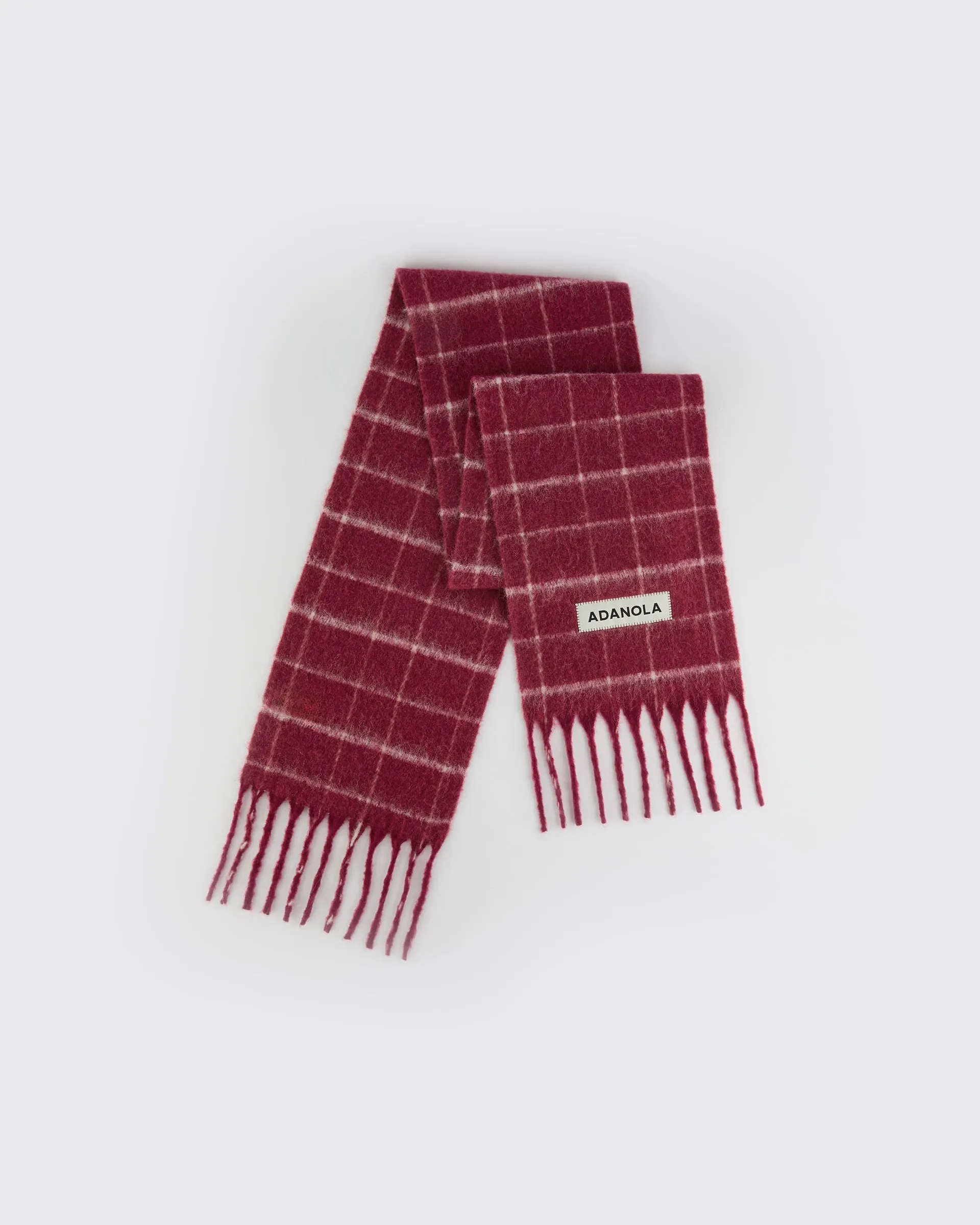 Brushed Checked Scarf - Berry Red sold by Adanola