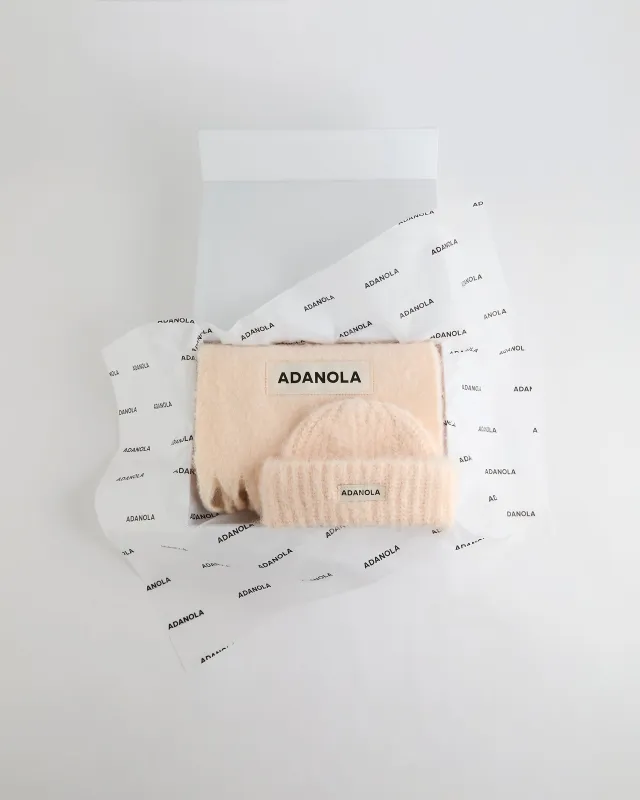 Box Set Beanie and Scarf - Light Pink sold by Adanola