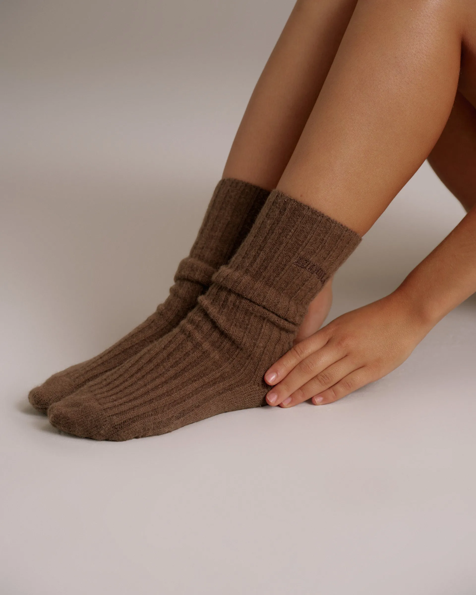 Knitted Socks - Mocha Brown sold by Adanola