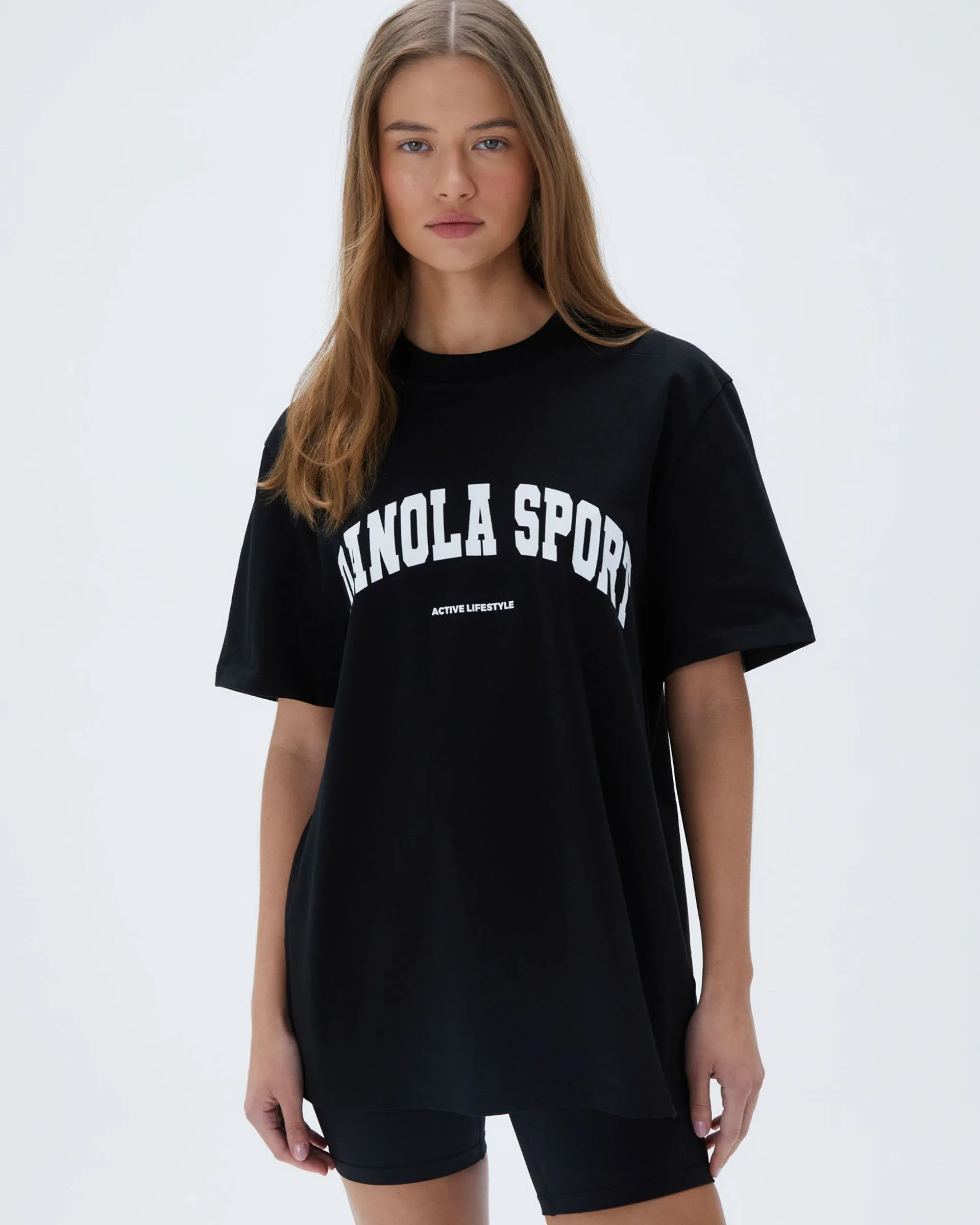 AS Short Sleeve Oversized T-shirt - Black/White sold by Adanola