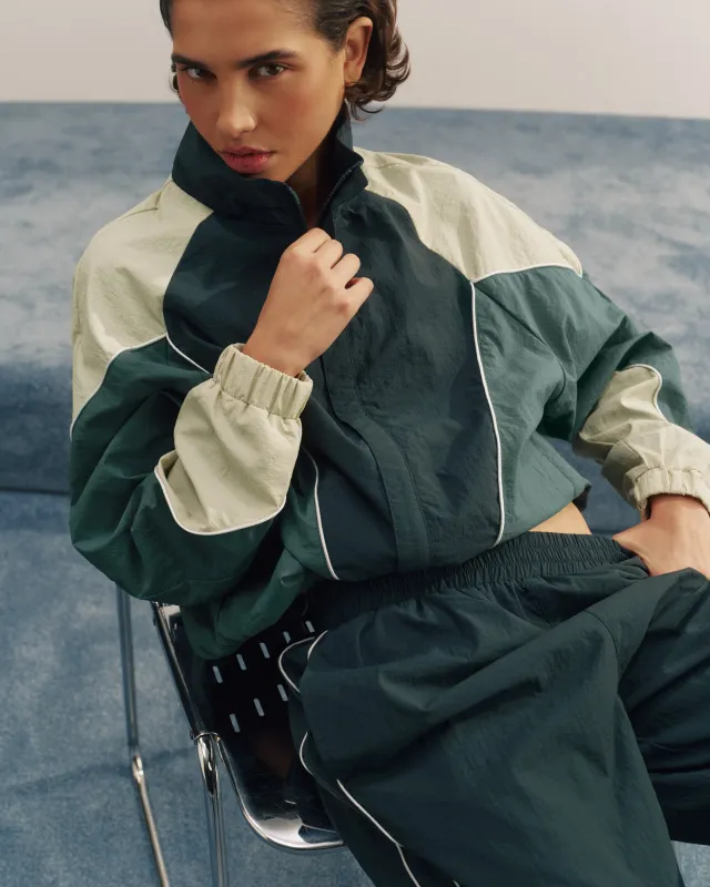 Colourblock Track Jacket - Dark Teal Blue/Stone sold by Adanola