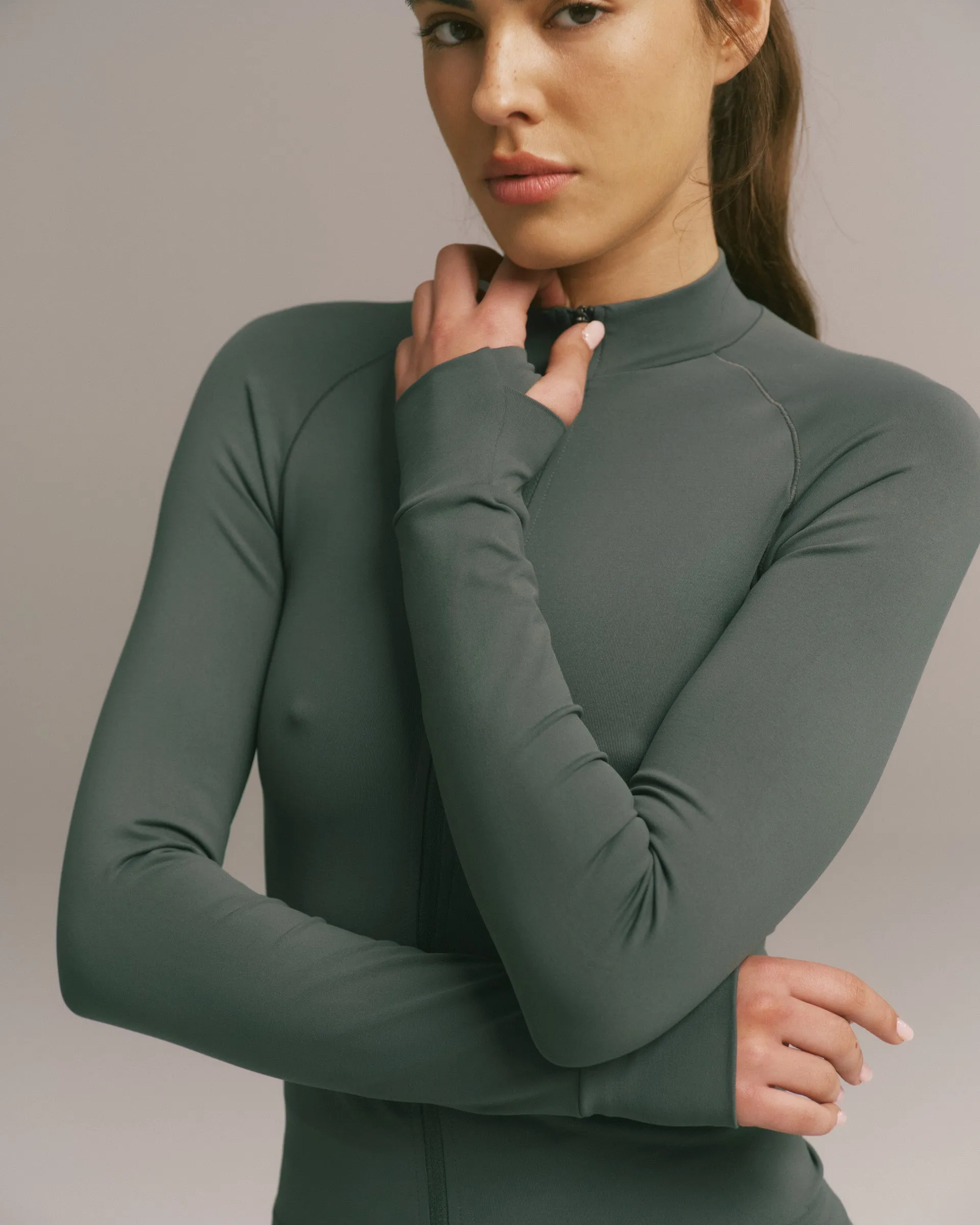 Impact Seamless Zip Up Top - Sea Green sold by Adanola product image thumbnail 4