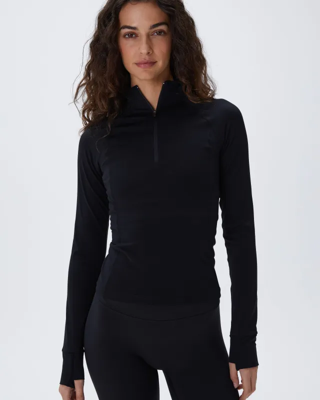 Ultimate Long Sleeve Quarter Zip Top - Black sold by Adanola