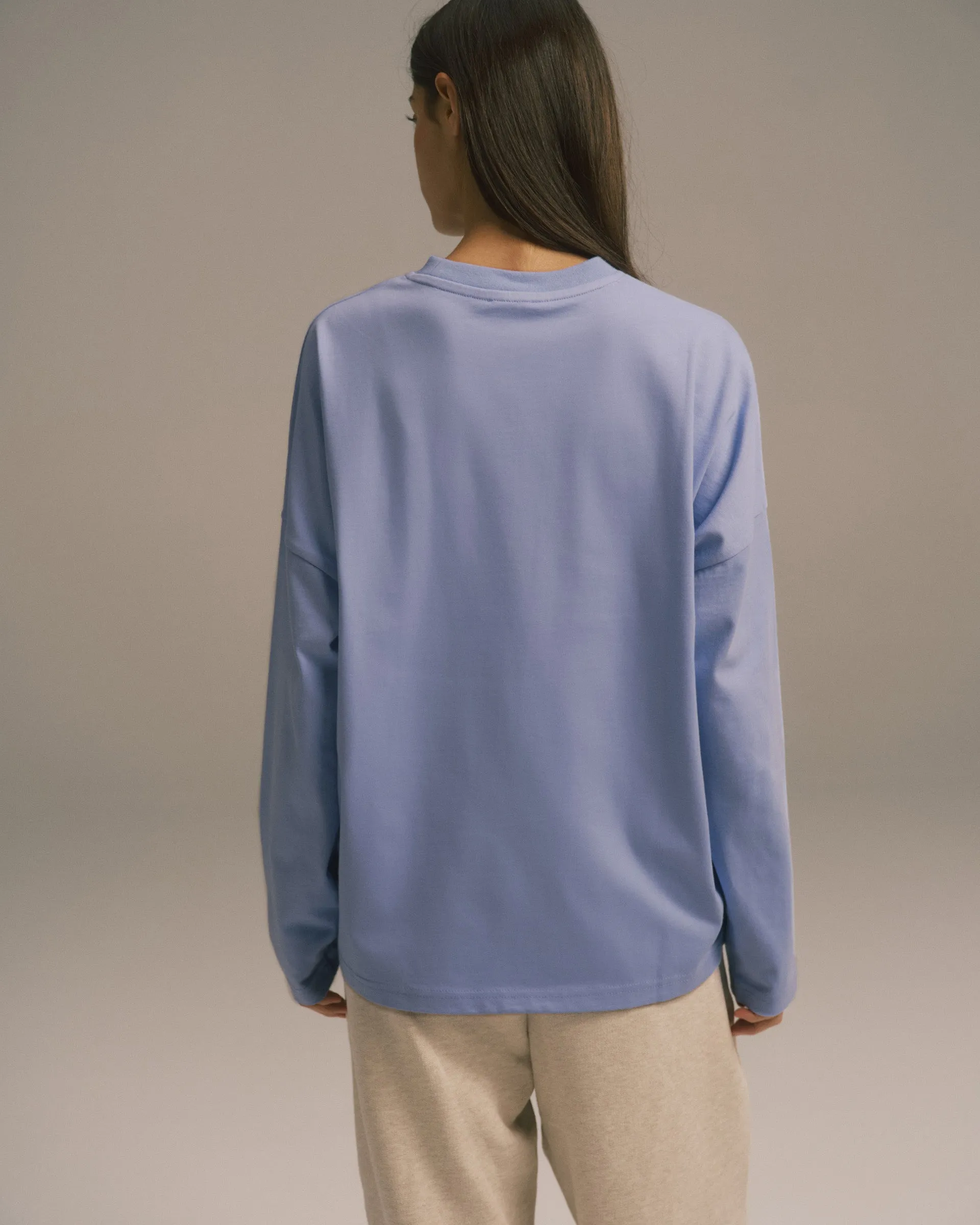 Signature Long Sleeve Drop Shoulder T-shirt - Washed Lavender sold by Adanola product image thumbnail 2