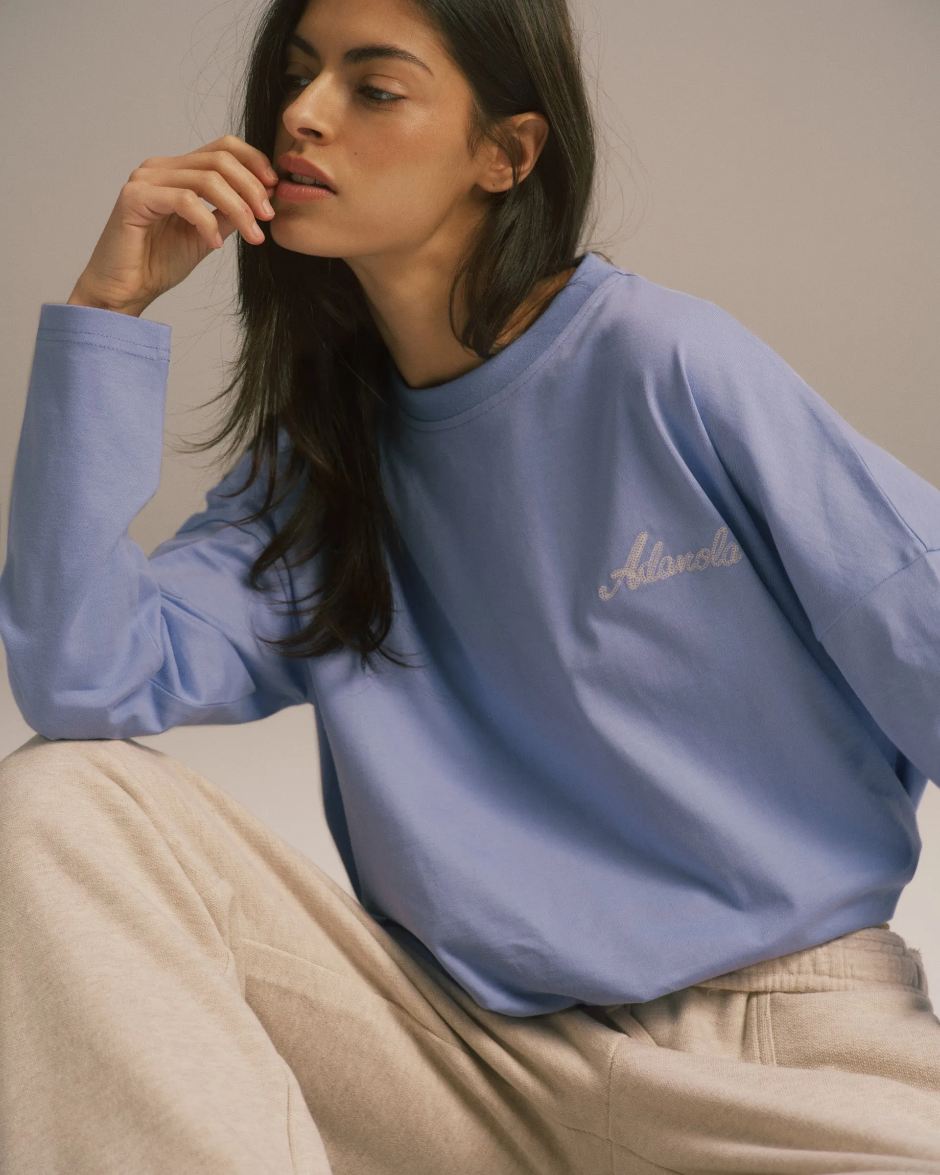 Signature Long Sleeve Drop Shoulder T-shirt - Washed Lavender sold by Adanola product image thumbnail 3