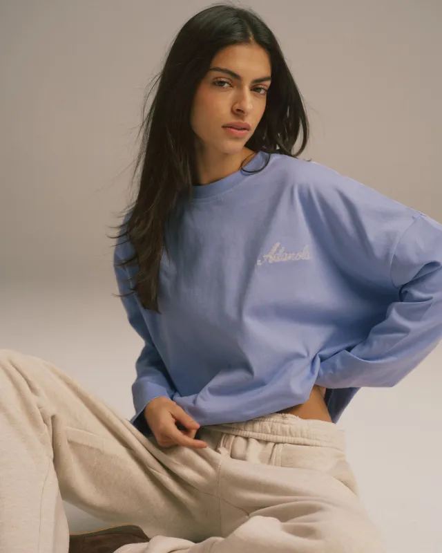 Signature Long Sleeve Drop Shoulder T-shirt - Washed Lavender sold by Adanola