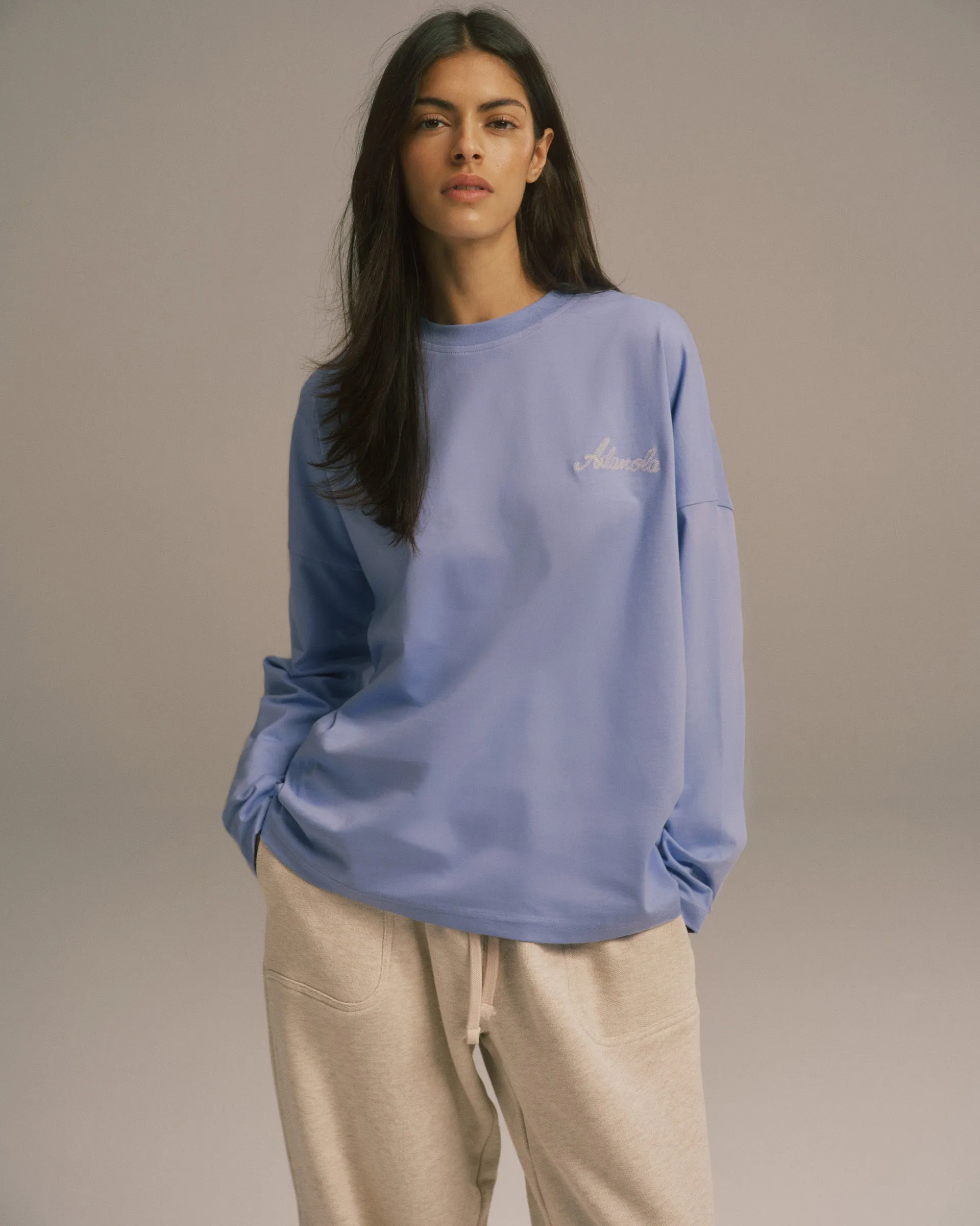 Signature Long Sleeve Drop Shoulder T-shirt - Washed Lavender sold by Adanola product image thumbnail 4