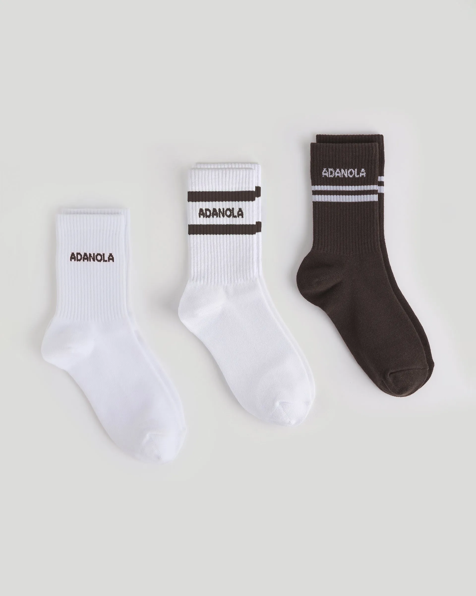 3 Pack Multi Branding Socks - White/Coffee Bean sold by Adanola product image thumbnail 2