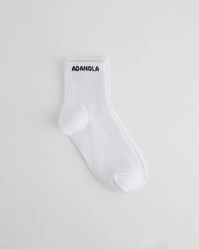 Mid Length Socks - White/Black sold by Adanola