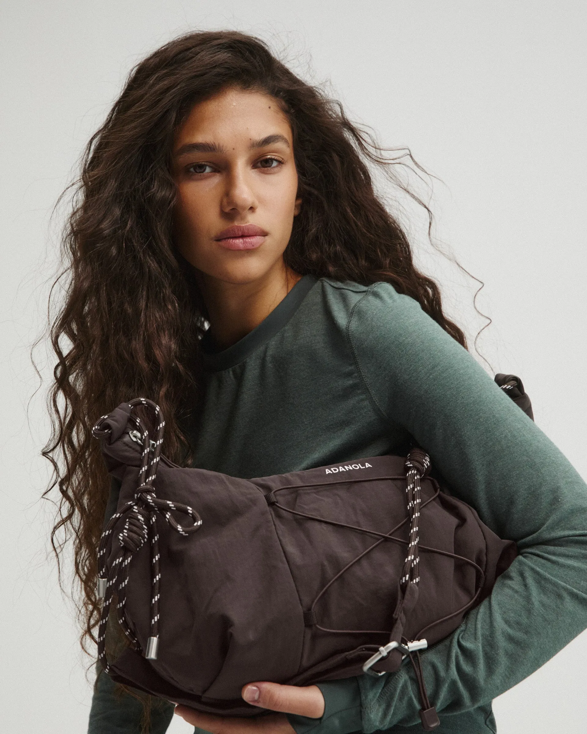 Large Rope Cross Body Bag - Coffee Bean sold by Adanola