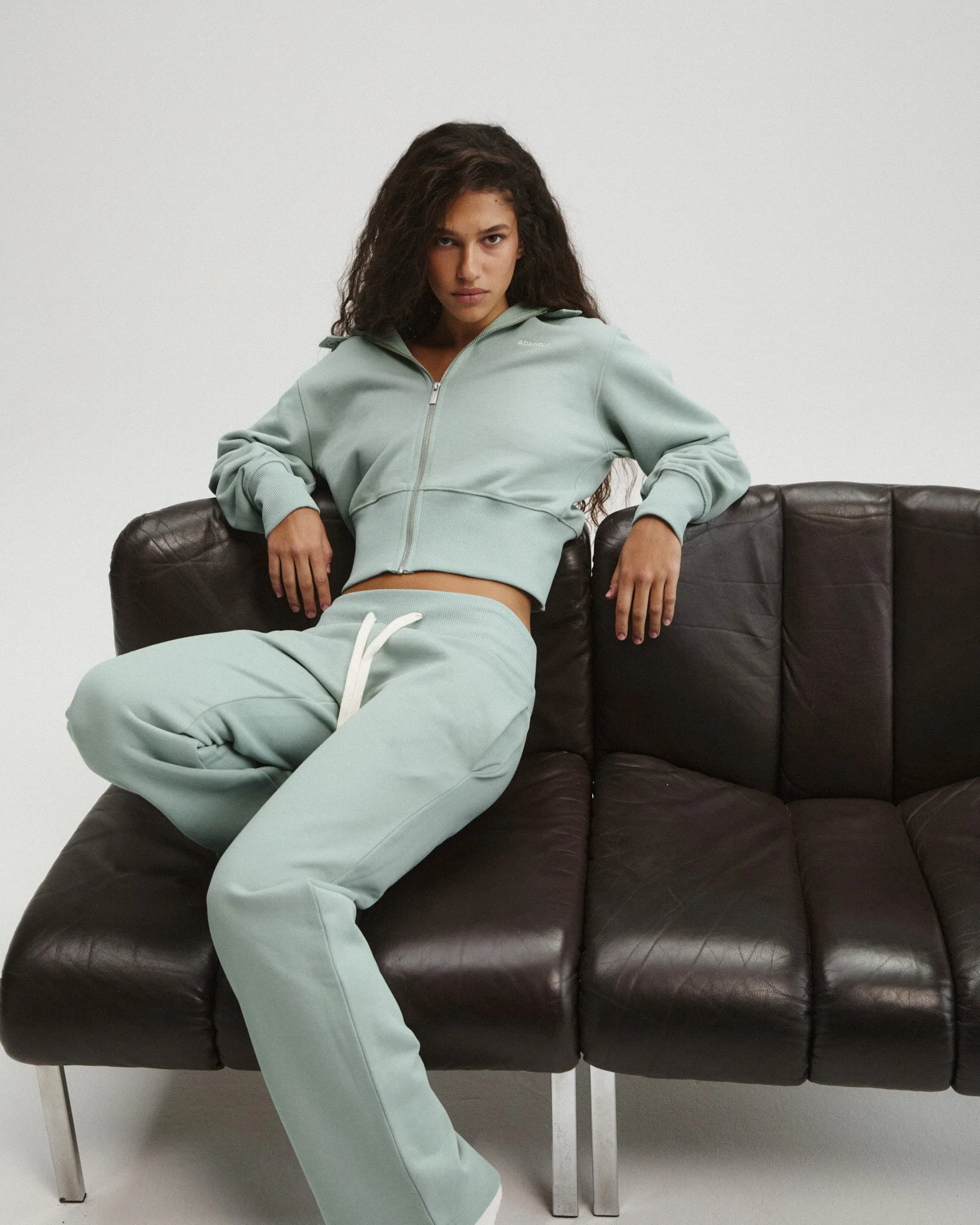 Rib Waist Straight Leg Sweatpants - Cloud Blue sold by Adanola