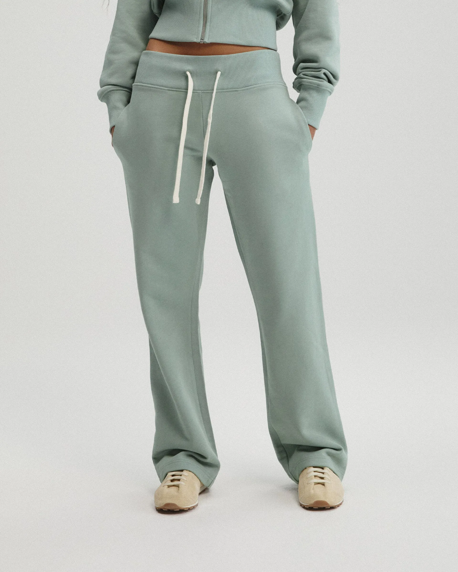 Rib Waist Straight Leg Sweatpants - Cloud Blue sold by Adanola product image thumbnail 3