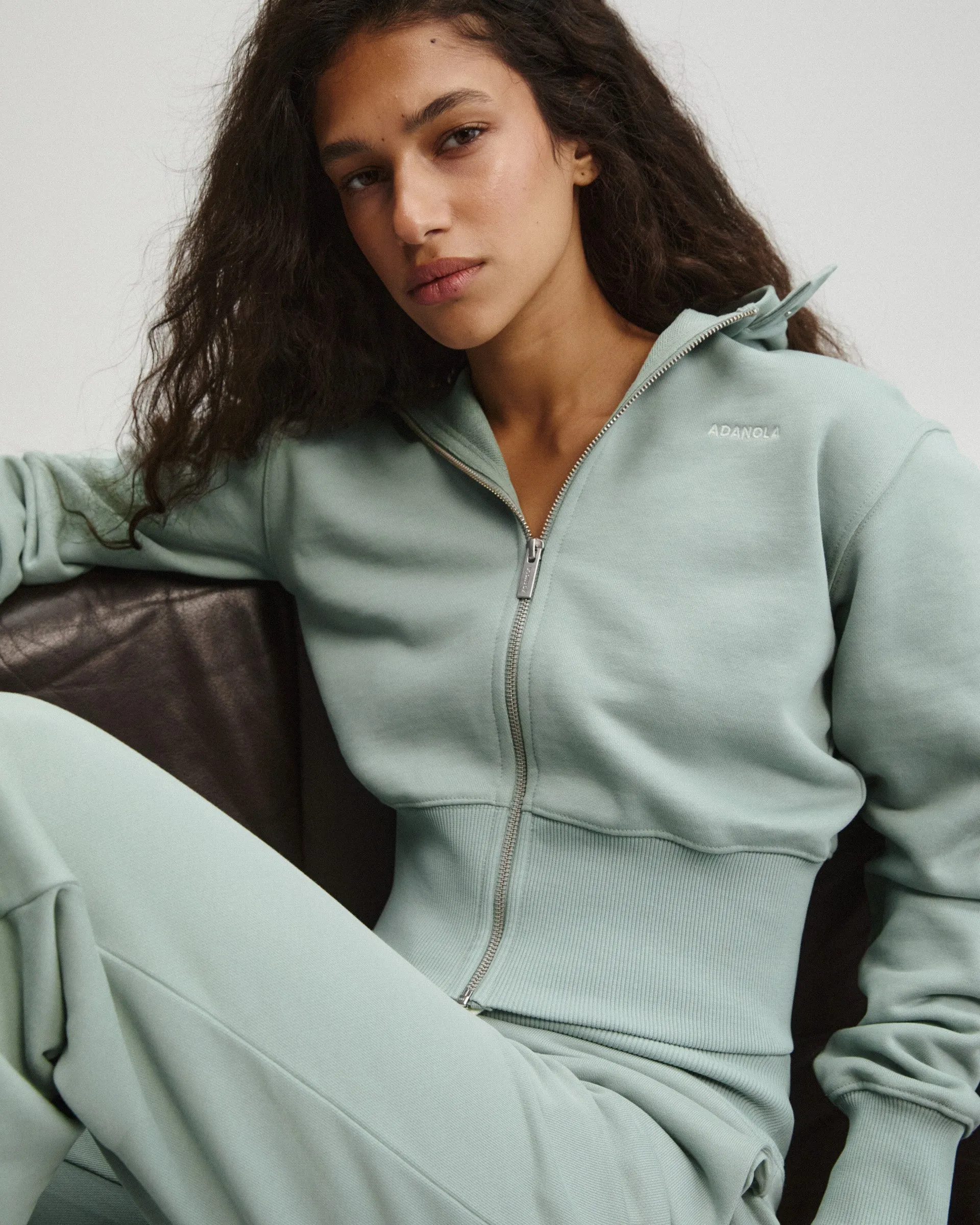 Cinch Hem Full Zip Hoodie - Cloud Blue sold by Adanola product image thumbnail 5